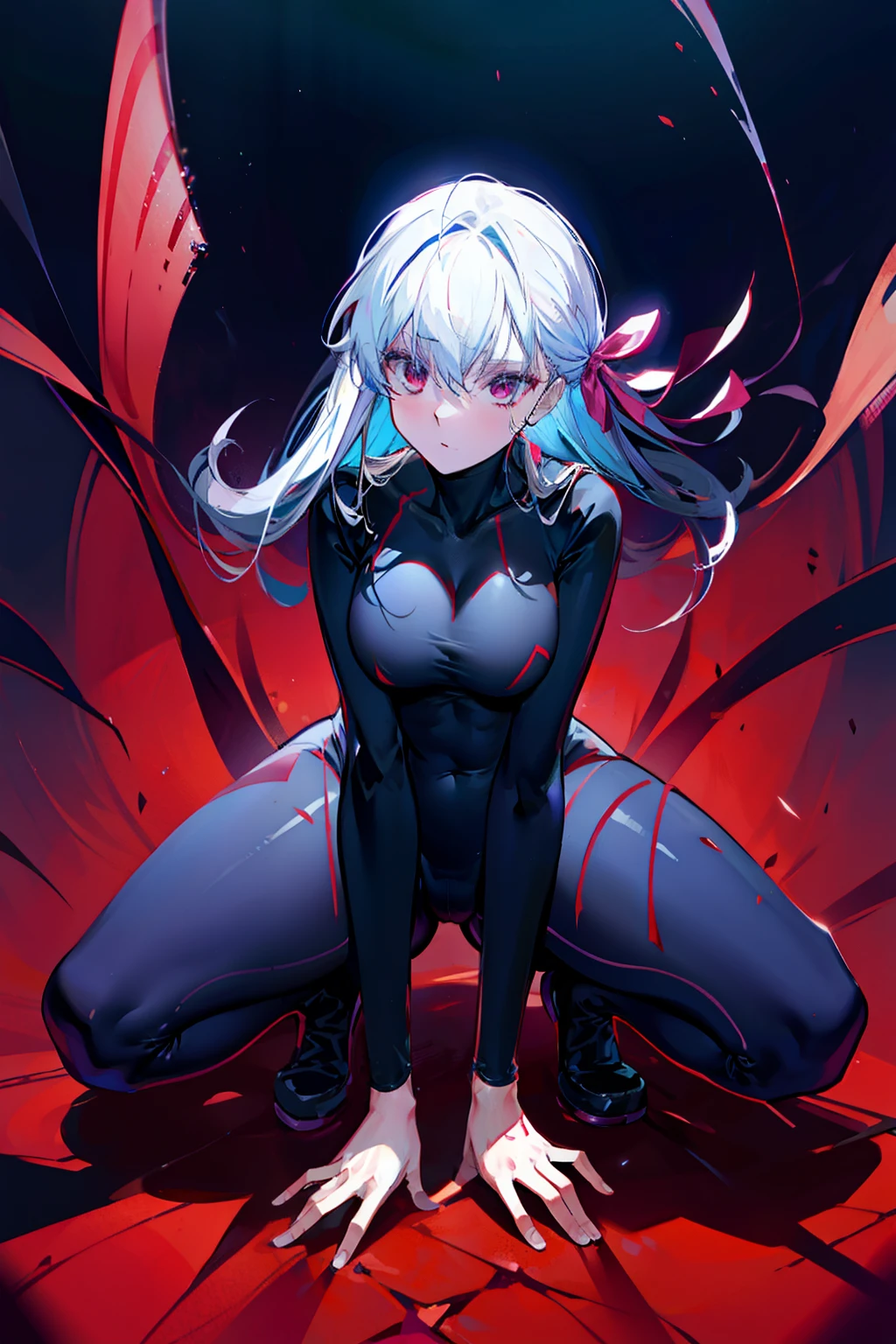 dark sakura　full body suits　Crouching