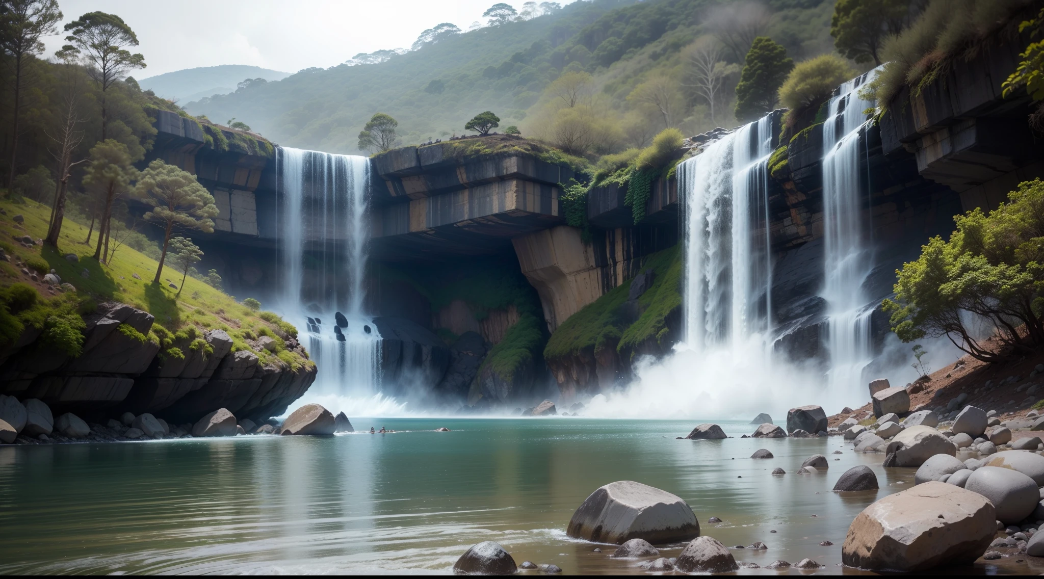 7 planetas cada um com diferentes estilos, um de gelo, fogo, rocha e cachoeira, planeta da maconha, soverte, alta qualidade, realista,