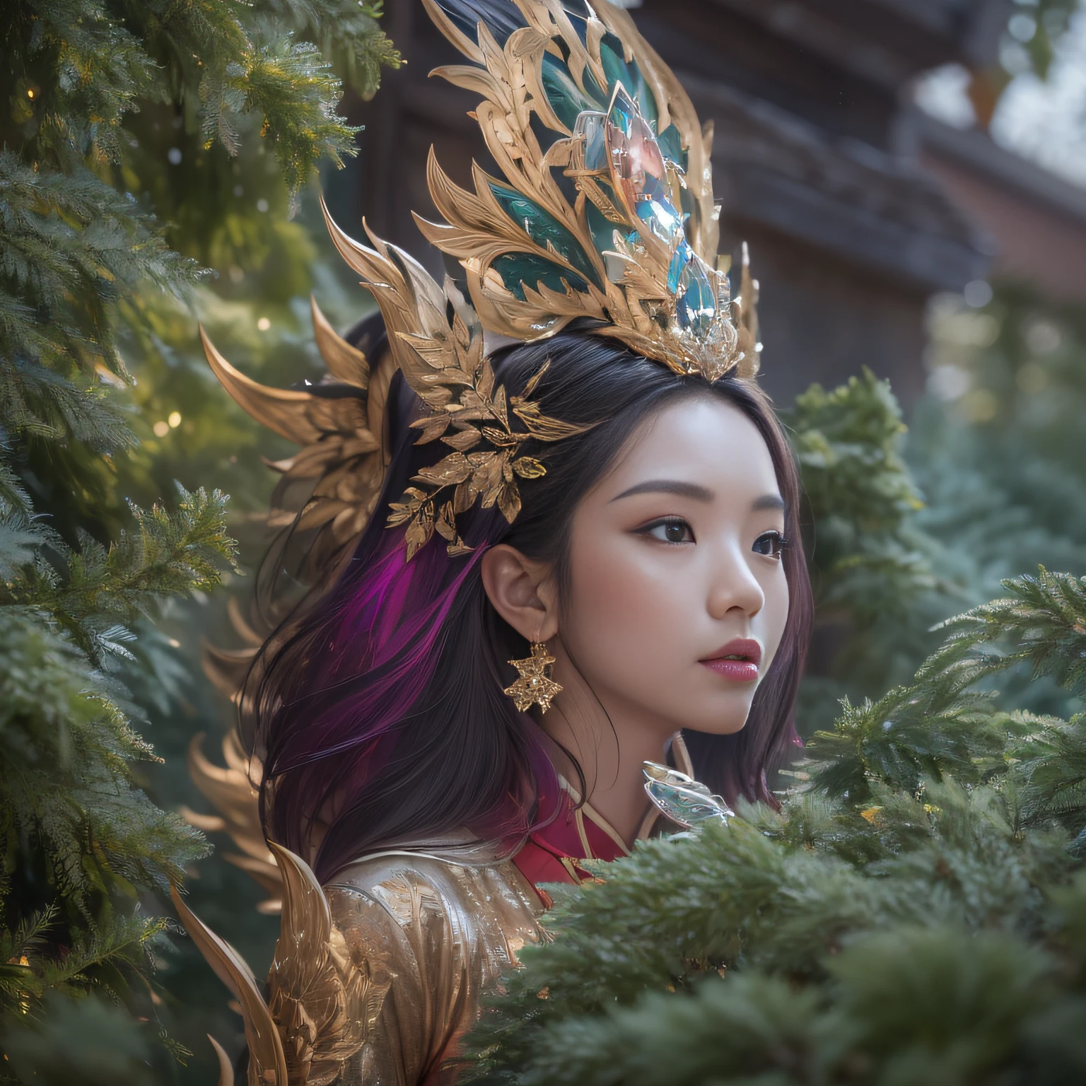 32K（tmasterpiece，k hd，hyper HD，32K）Long flowing black hair，Yellowstone，Tongzhou girl ，Flame protector（realisticlying：1.4），Python pattern robe，Purple-pink tiara，The leaves flutter，The canyon background is pure，Hold your head high，Be proud，The nostrils look at people， A high resolution， the detail，autumnal， RAW photogr， Sharp Re， Nikon D850 Film Stock Photo by Jefferies Lee 4 Kodak Portra 400 Camera F1.6 shots, Rich colors, ultra-realistic vivid textures, Dramatic lighting, Unreal Engine Art Station Trend, cinestir 800，Hold your head high，Be proud，The nostrils look at people