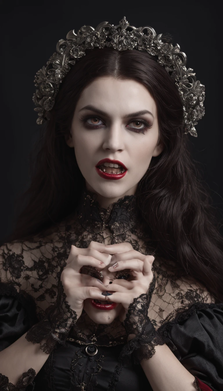 1 vampire opens its mouth,Full body photo,cowboy lens,Cinematic lighting effects
