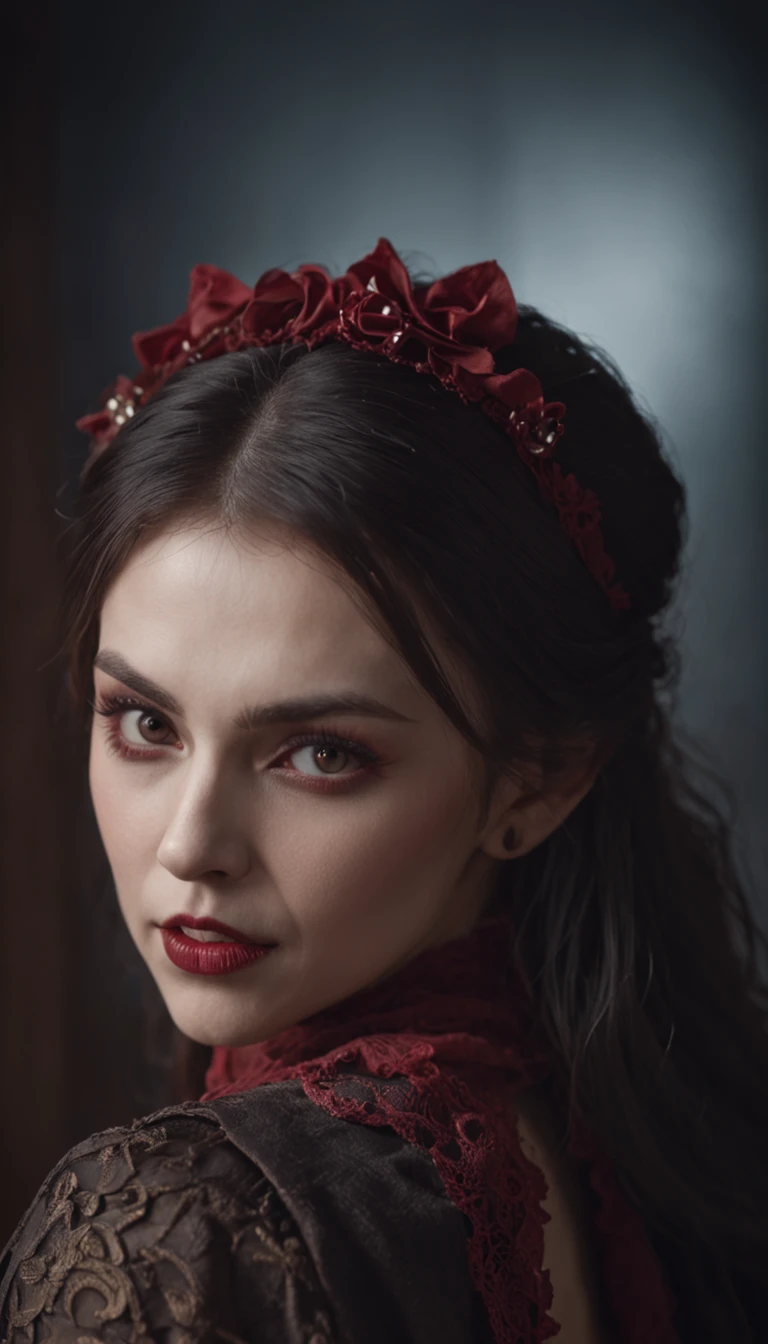 1 vampire opens its mouth,Full body photo,cowboy lens,Cinematic lighting effects