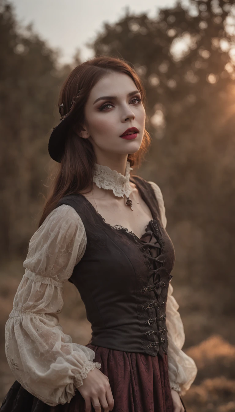 1 vampire opens its mouth,Full body photo,cowboy lens,Cinematic lighting effects