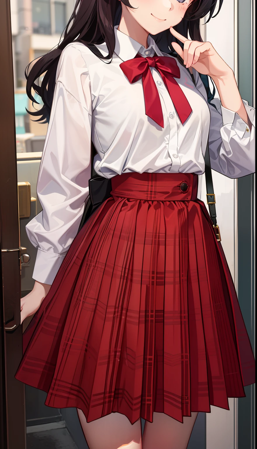 1girl in、A smile、A delightful! The shirt、skirt by the、(small tits)