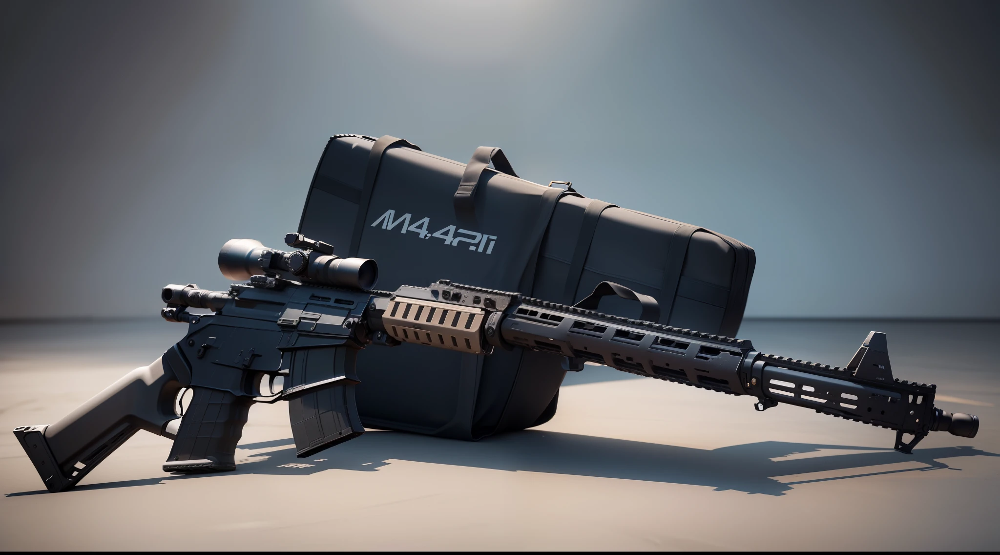 A detailed 8K rendering of an M4A1 assault rifle, with a sleek and modern design.