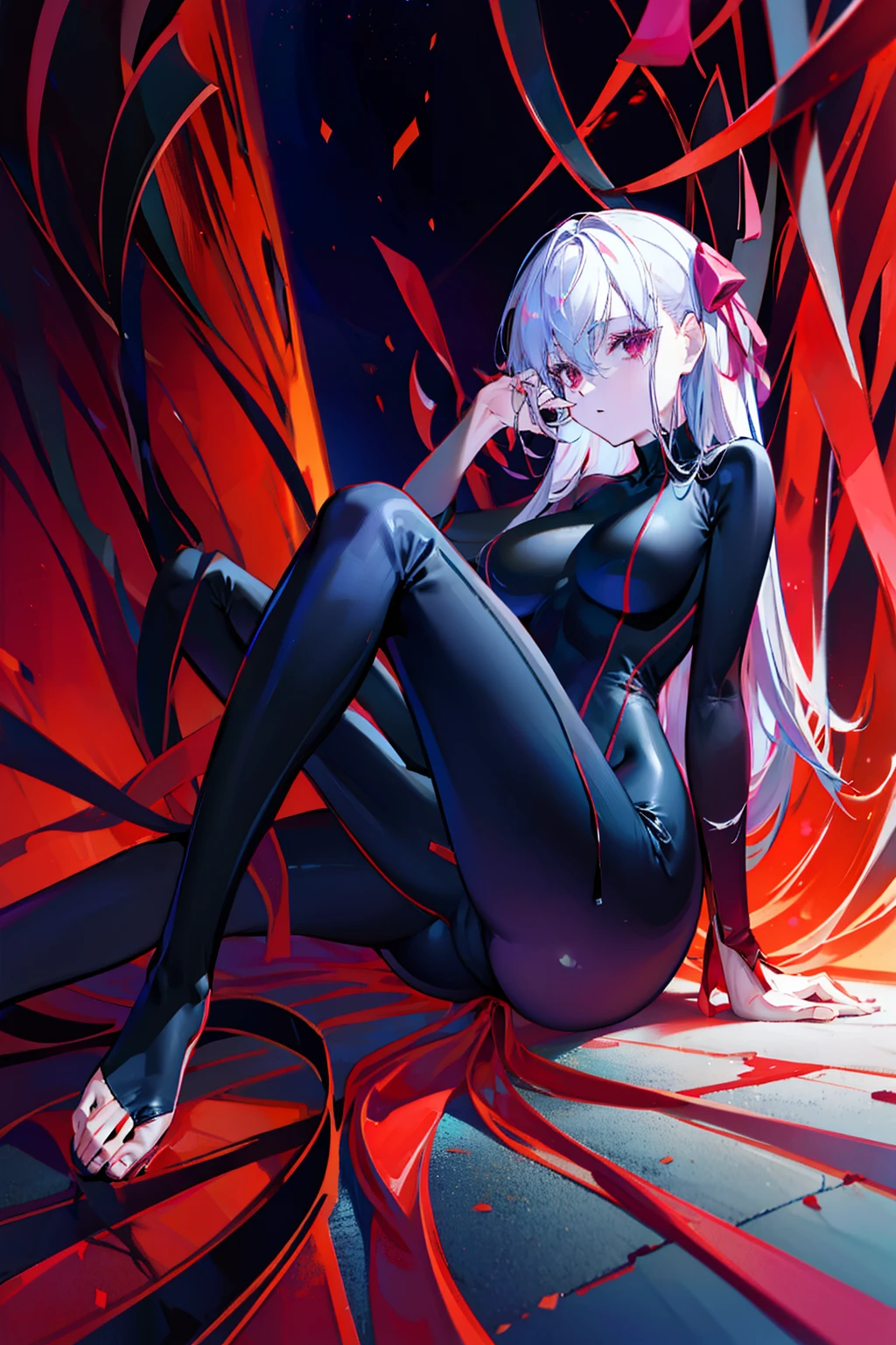 dark sakura　full body suits　Rear view　Sit up