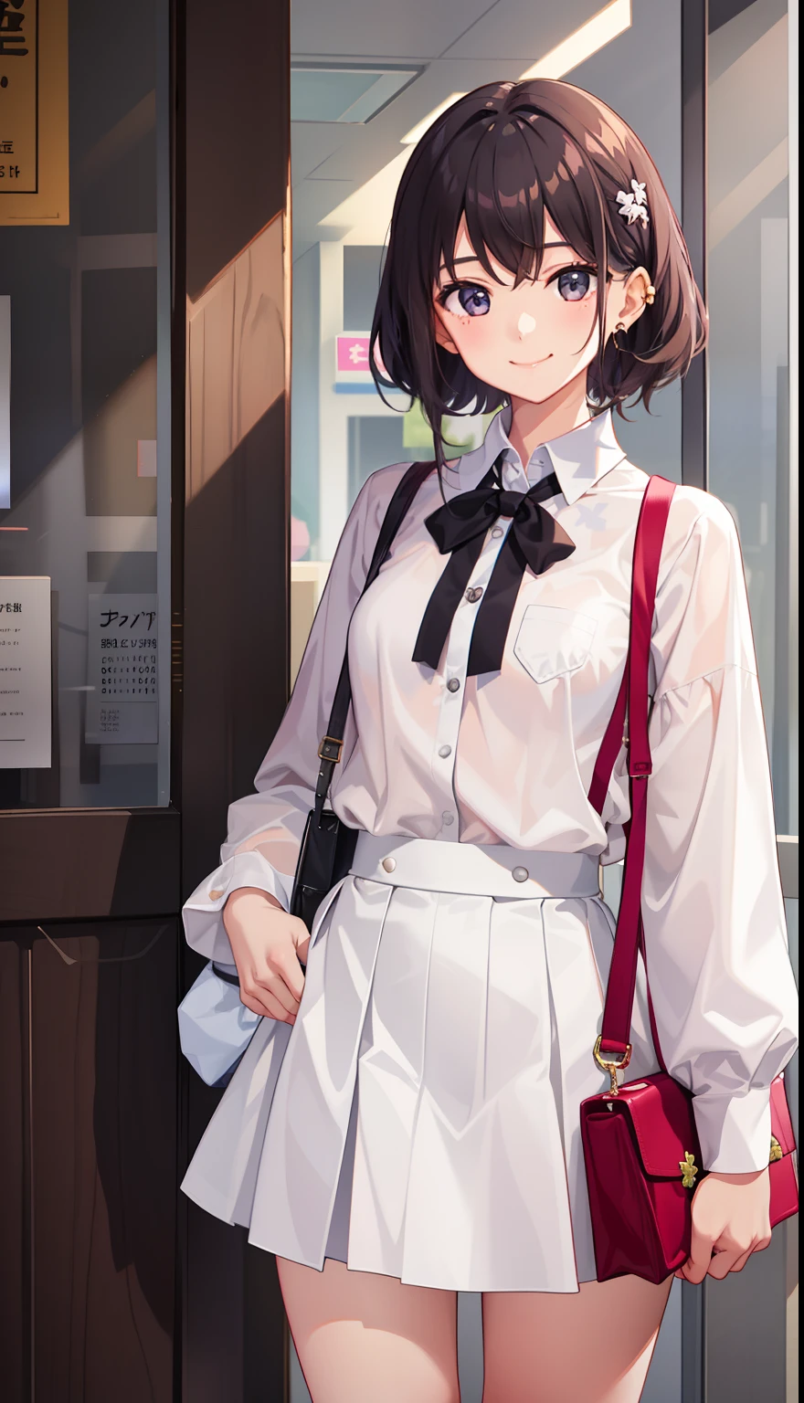 1girl in、A smile、A delightful! The shirt、skirt by the、(small tits)