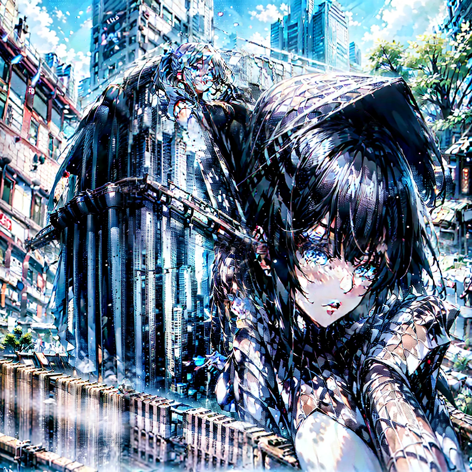 （tmasterpiece：1.4）， （8K， realisticlying， RAW photos， best qualtiy： 1.4）， jpn， （1girll）， beauitful face， （photorealiscic face：1.4）， （whaite hair， ponytailed long hair：1.3）， Beautiful hairstyle， beatiful detailed eyes， （best ratio eyes：1.5）， Attractive， 超高分辨率， Ultra photo realsisim， highly  detailed， Optimal proportions， （Detailed face：1.4）， looking at viewert， Red lipstick， （best ratio fingers：1.5）， （white super hero theme， Glamorous，There was a girl at the top of the town，Wearing transparent lingerie Spider-Man costume，she is a superhero），[（（25 age old），full bodyesbian，（Realistic blue eyes：1.2），（（Spider-Man pose），Show power，jump from one building to another），（（sandy urban environment）：0.8）|（view over city，the night，dynamic lights），（moon full））] # illustrated：The Prompt mainly describes a 4K painting of ultra-high definition，Very realistic，The is very detailed。It showcases superheroines at the top of the city，wearing Spider-Man costume。The subject in the painting is a white superhero theme，The heroine has long white hair，He is 25 years old，The entire figure is shown in the painting。In terms of portraying the action of a superheroine，Spiders were used，（Cobweb bra：1.4），vivaciousness_???????，（（exposed_???????，????? of ??????，High percentage of realistic ???????，Realistic ???????????）：1.4），（Keep one's mouth shut：1.4），（?????????_?????：1.4），Ini_?????，Cobwebs cloak，Stockings，Full body photo