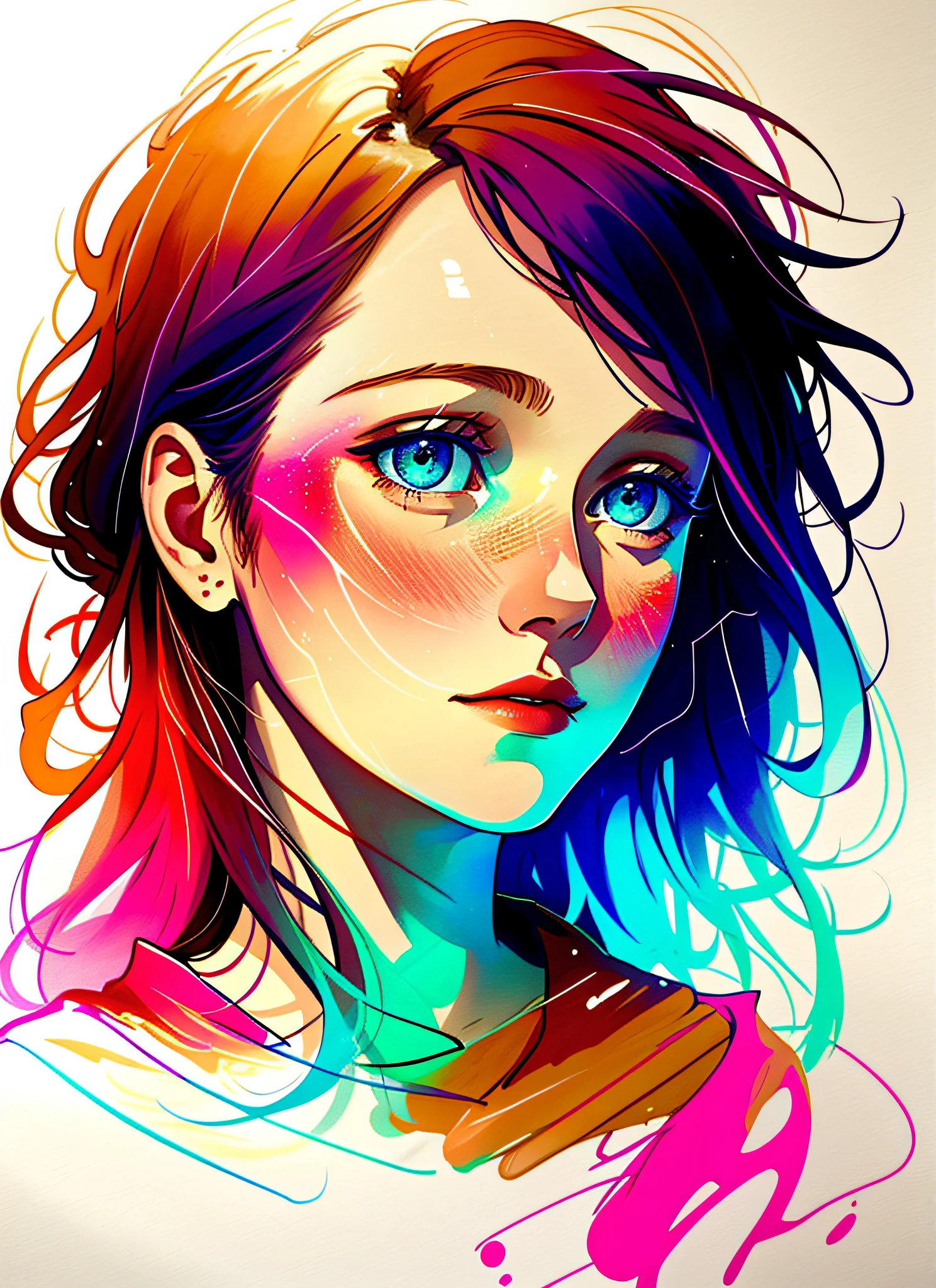 a woman by agnes cecile, luminous design, pastel colours, ink drips, autumn lights