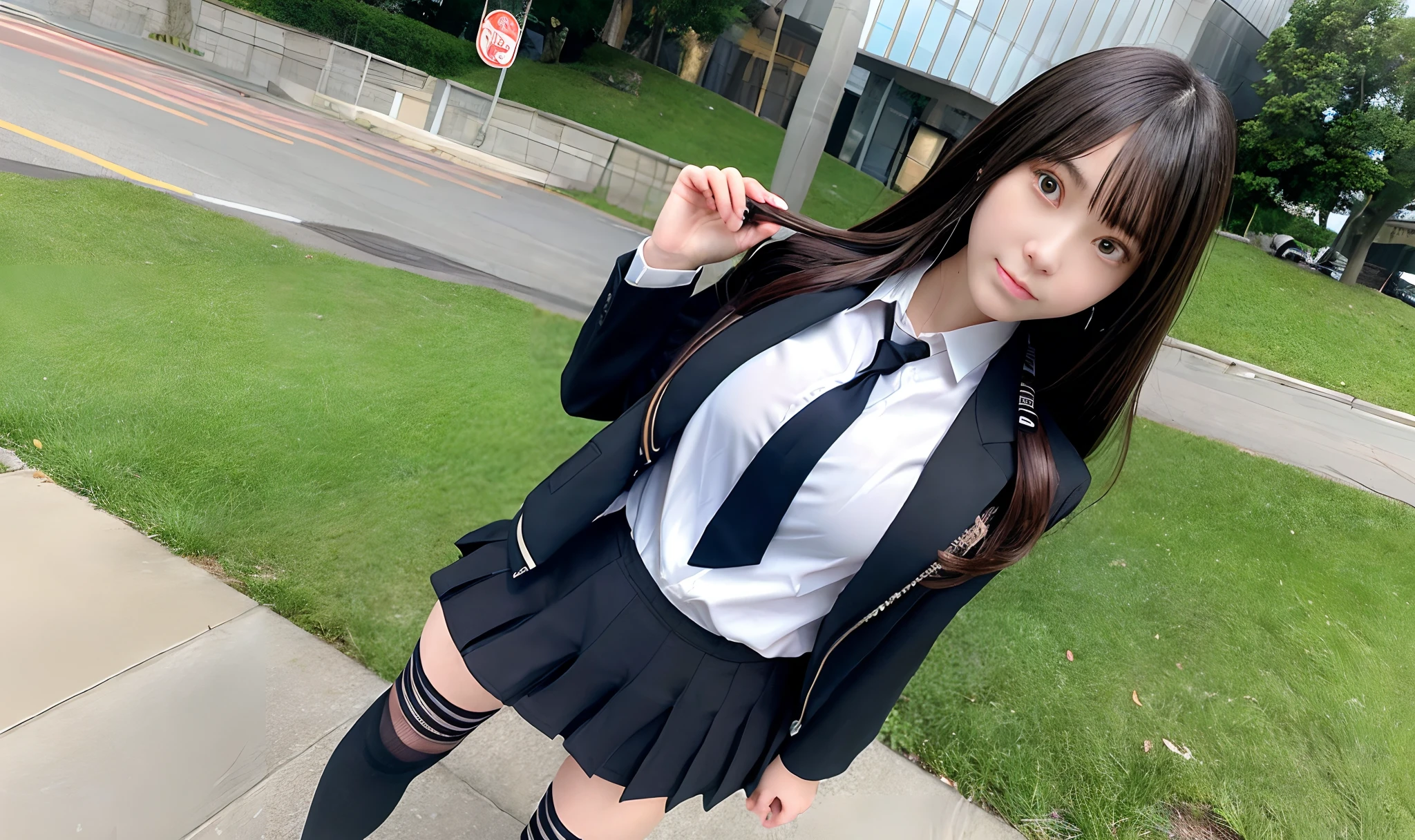 beautiful、black hair,high school girl,uniform,chest,nsfw。