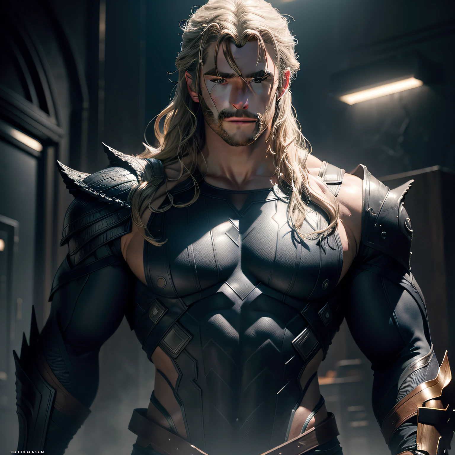 Chris Hemsworth as thor, organic-looking outfit, gooey testura, symbiote, white eyes, fine art, cinematic scene, highly detailed detailed cinematic rendering, ultra photorealistic raytricing, with cinematic lighting