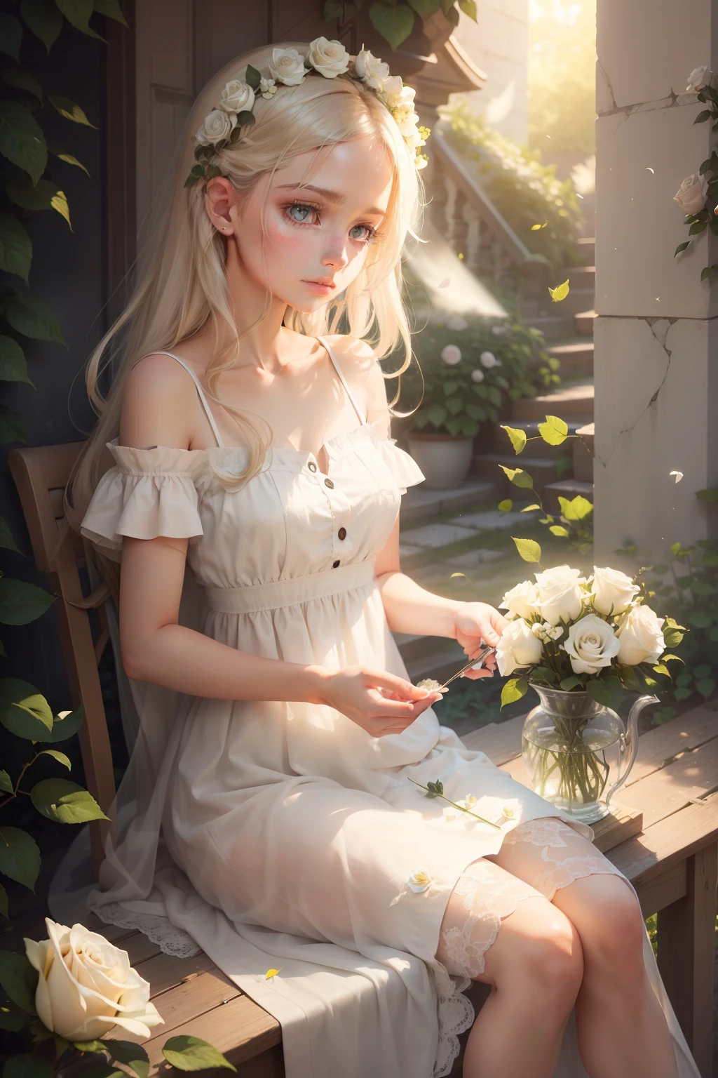 the meaning of beauty on a waning summers day as a soft breeze brings the sent of white rose peddles from the garden a small cricket chirps the end of day and I wonder.