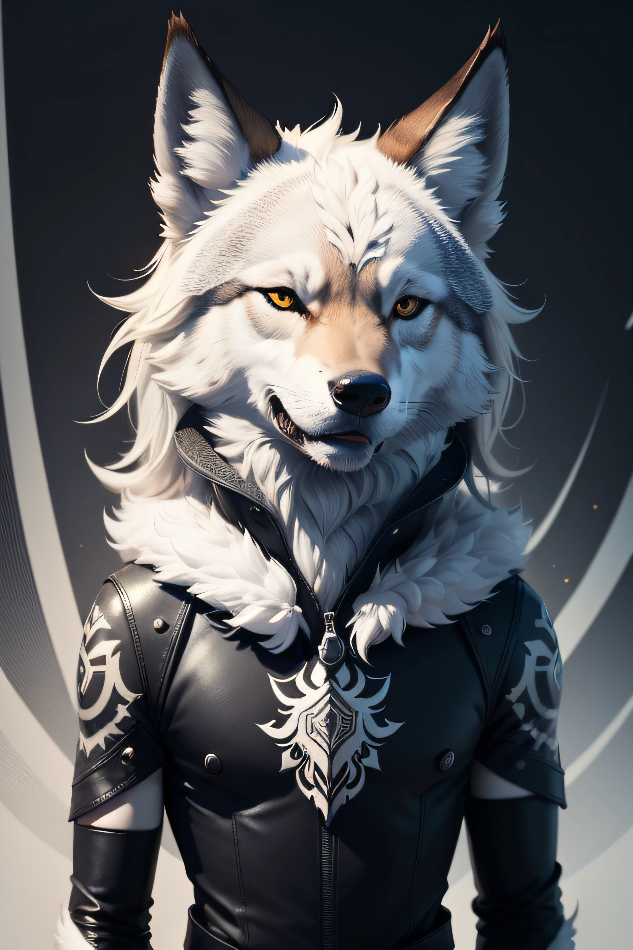 Create a series of illustrations that represent different species of wolves in a modern and stylized style. Each illustration can show a wolf in a unique and dramatic pose, with intricate details in his fur and striking expressions in his eyes. You can use vibrant, contrasting colors to highlight the beauty and strength of these majestic animals. Ademais, You can add abstract or geometric graphics, inspired by a capsule, to create a futuristic and contemporary feel