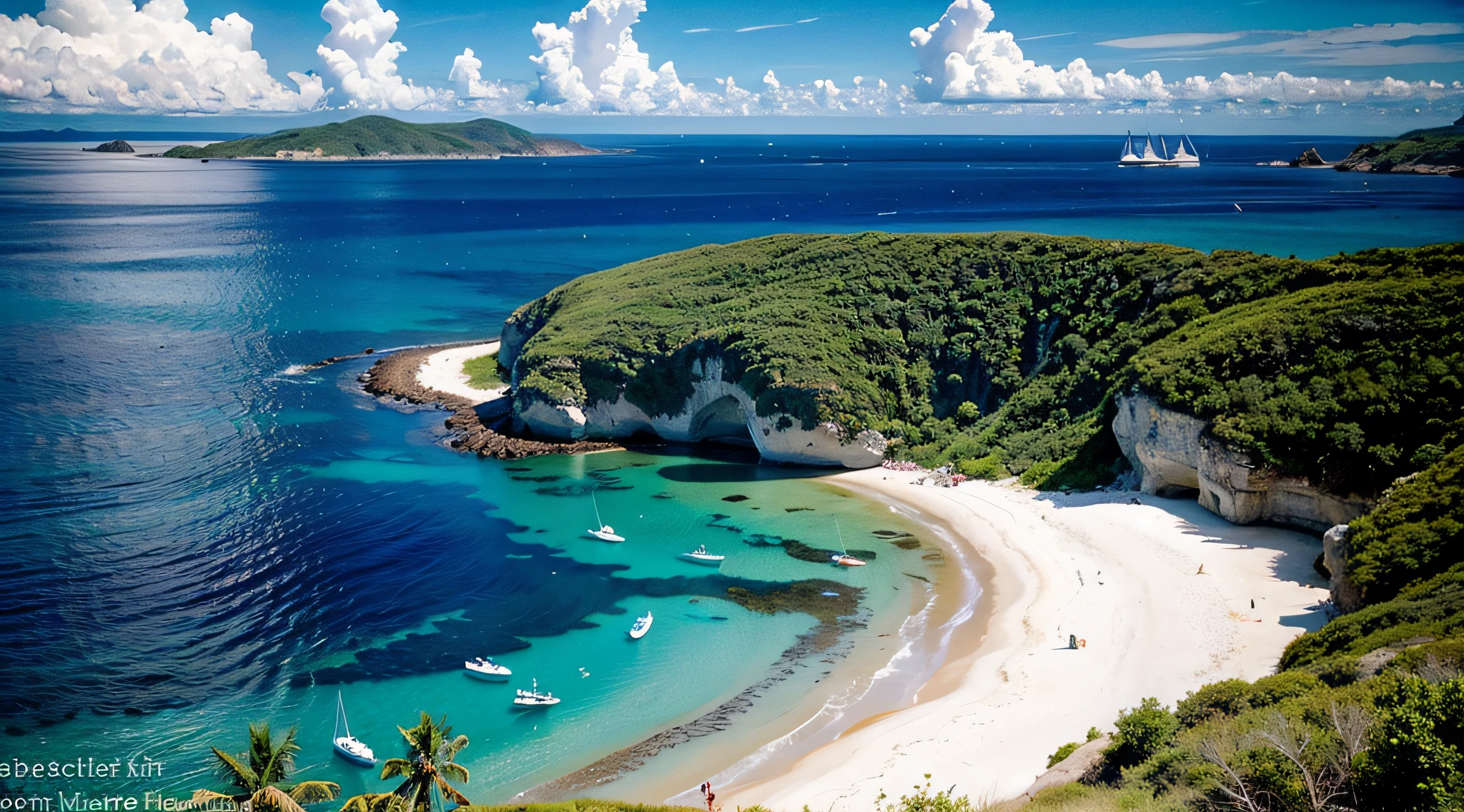 There are boats floating in the water near the shore, Crystal clear sea, crystal clear blue water, clear blue water, Turquoise water, azure water, Crystal clear water, Caribbean turquoise water, turquoise ocean, Azure blue water, clear water, tropical ocean, clear ocean, blue waters, photos of the ocean, beautiful ocean, azure ocean,realisitic、64k