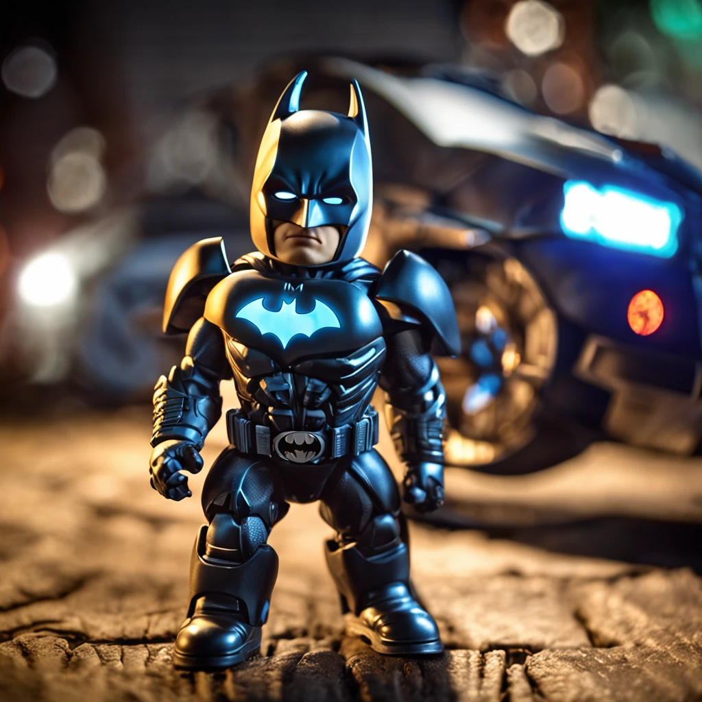 Batman with advanced white cybernetic suit and beautiful teardrop LED chest center lights