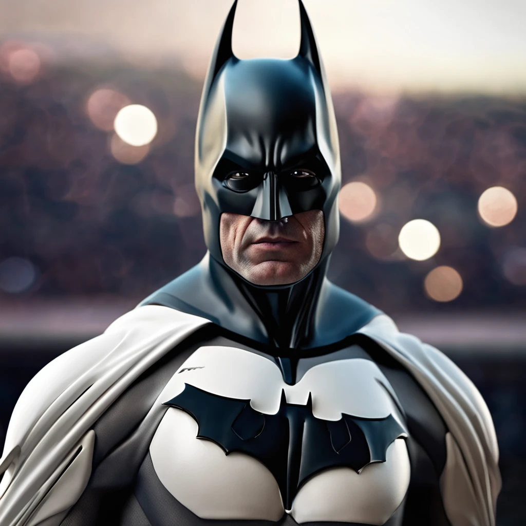 Batman with advanced white cybernetic suit and beautiful teardrop LED chest center lights