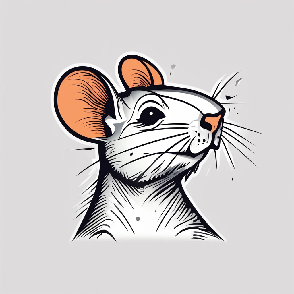 rat logo,simple,white,3 color,semi geometric