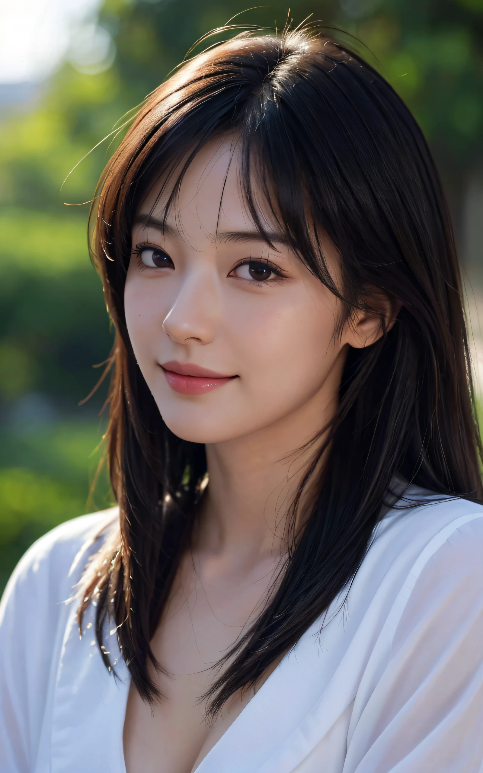(masterpiece:1.3), (Photorealsitic, Raw photography, top-quality: 1.4), Skinny Japanese woman, 30 years old, (1girl in), (Lifelike face), detailed face, detailed eyes, (A dark-haired, Long hair:1.3), (real looking skin), (silver camisole), Ultra high resolution, A hyper-realistic, high-detail,
