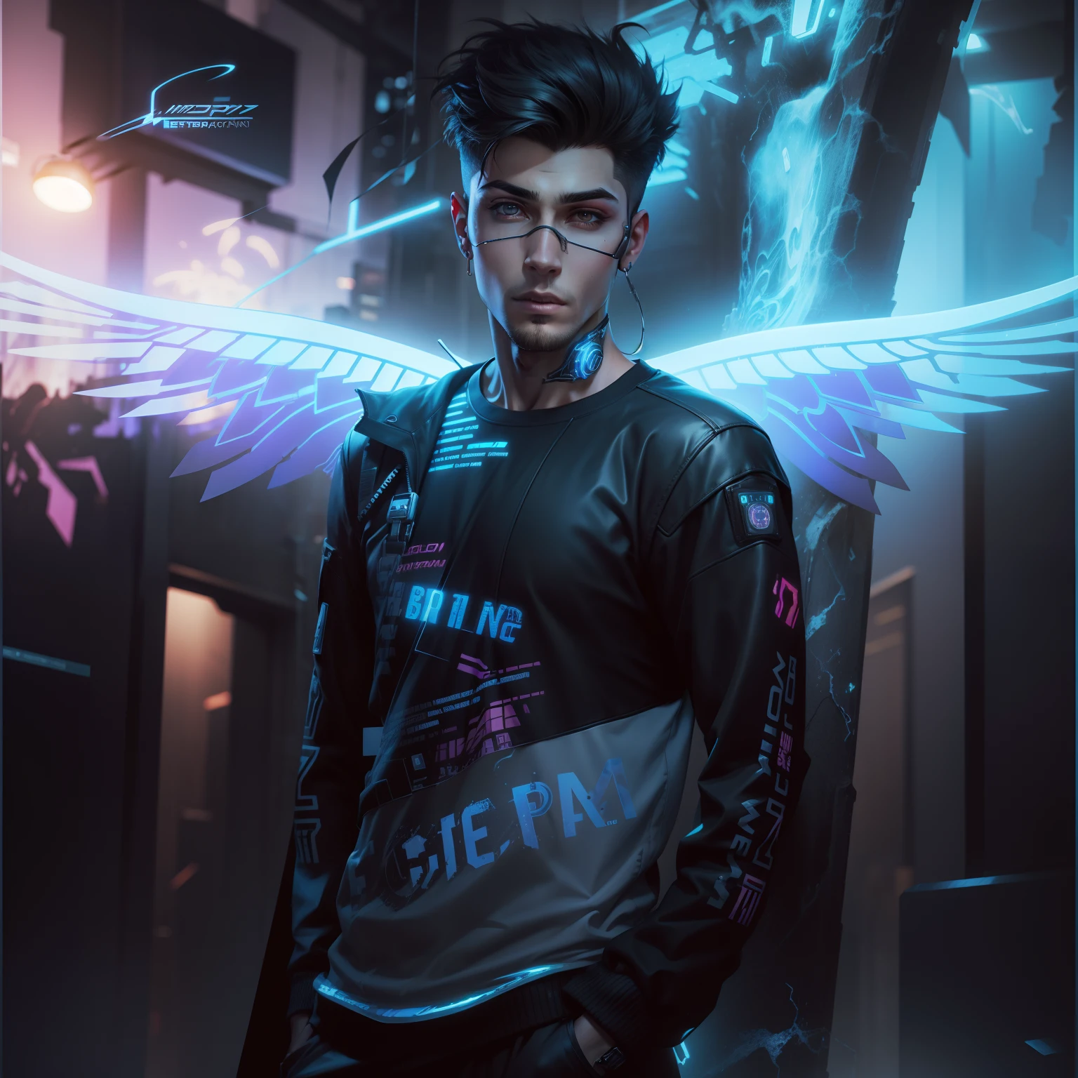 Change background cyberpunk handsome boy, realistic face, 8k ultra resolution realistic
