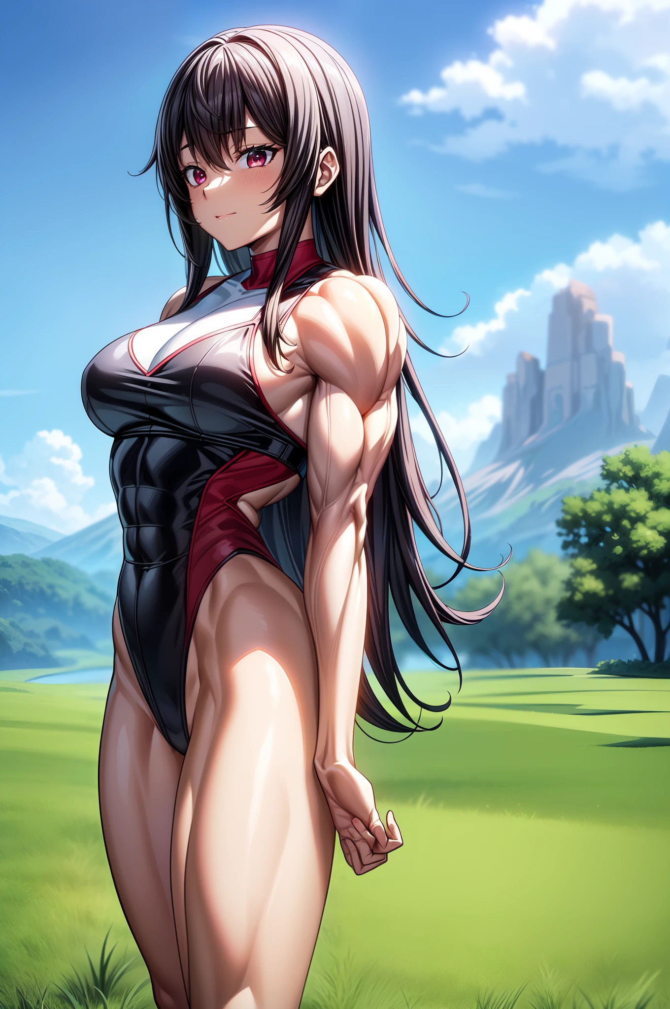 (BEST lighting) , (ultra intricately detailed) , 4K unification, (super-detailed CG: 1.2) , (8K: 1.2),(Original), (Masterpiece) , (Best quality),(Masterpiece:1.4),Anime-ish high quality,(Masterpiece),Masterpiece, Super clear picture quality,Clearer than movies,(Fine face)Best quality, absurderes,((masterpeace, 4K, 8K, Yes, A high resolution))1girll, schoolgirls,She is in the steppe,Cat cat ears,standing on your feet,Leaning sideways,Exposing the abdomen,camouflage uniform,There are bulges of dense veins on the arms,Spring, Boots, Perfect figure, Long silver hair,red leotard, Dynamic pose,Legs exposed,Strong leg muscles ((body builder:1.5)),grassland background,(Beautiful bace),(Girl),(Female),(((Upper body:1)))