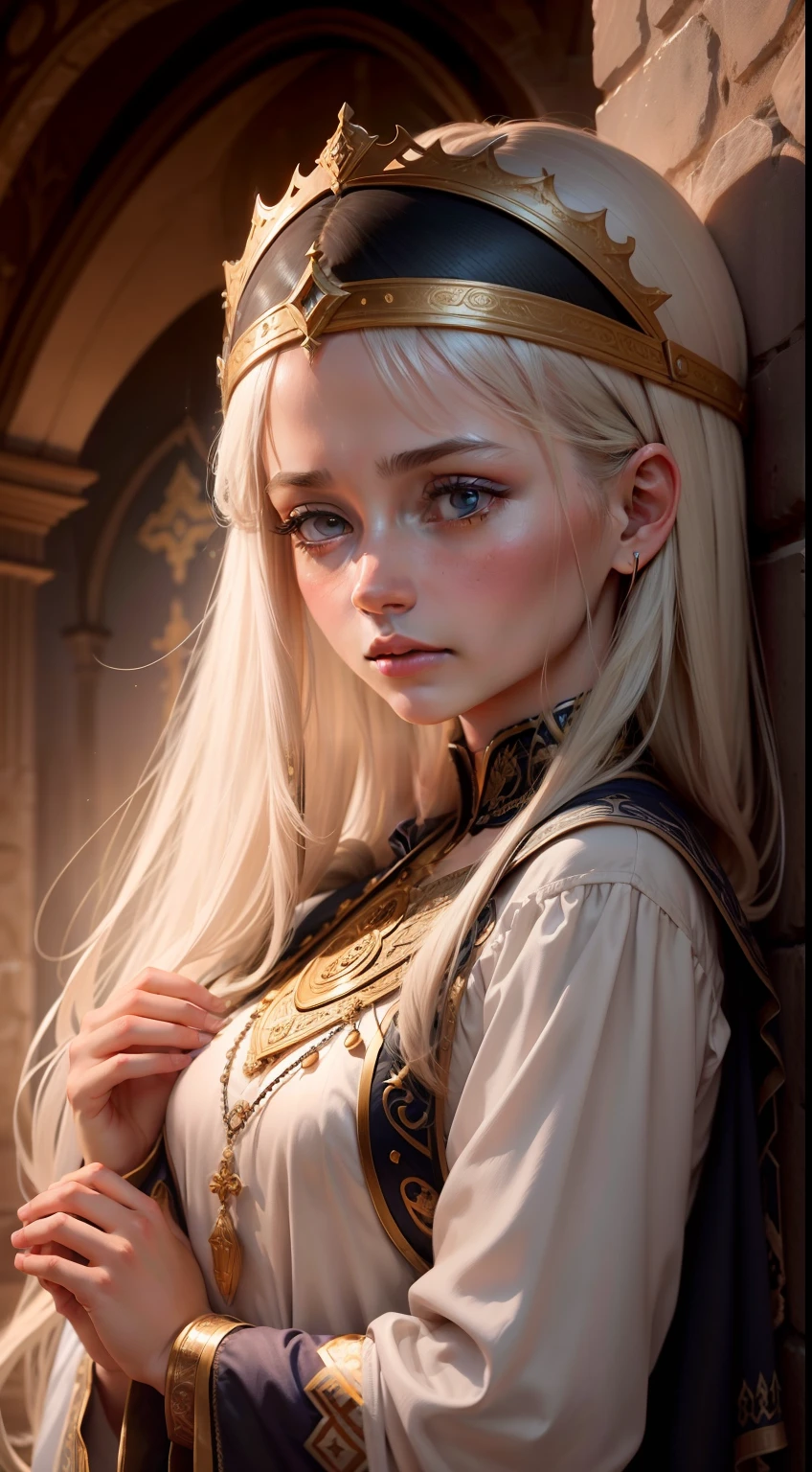 Por favor, create a high-definition image depicting Hannah from the Bible. She was a biblical figure known for her devotion and fervent prayers. Na imagem, Hannah must be in a biblical environment, talvez sentada em um local tranquilo, in deep contemplation as he prays. The image should capture your serene expression and your spiritual connection. Realistic details and rich colors are important to convey the historical and religious atmosphere. The image should be vivid and impressive, with a resolution of at least 3000x2000 pixels."