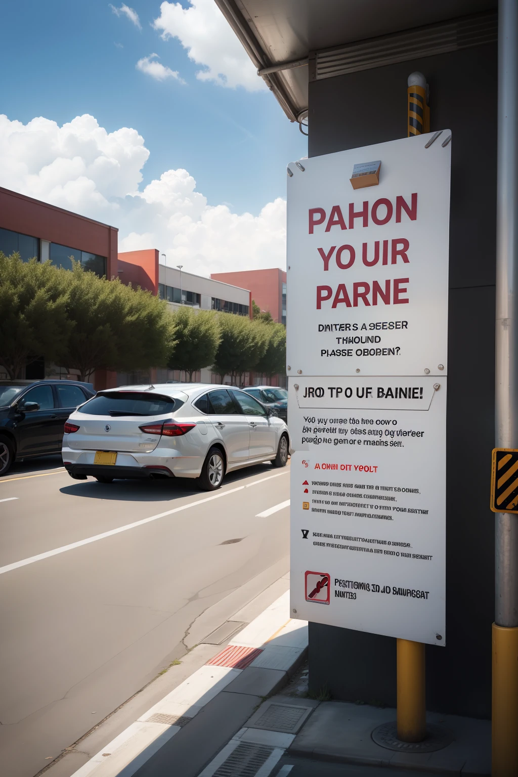 A sign that says please park your car in the designated area