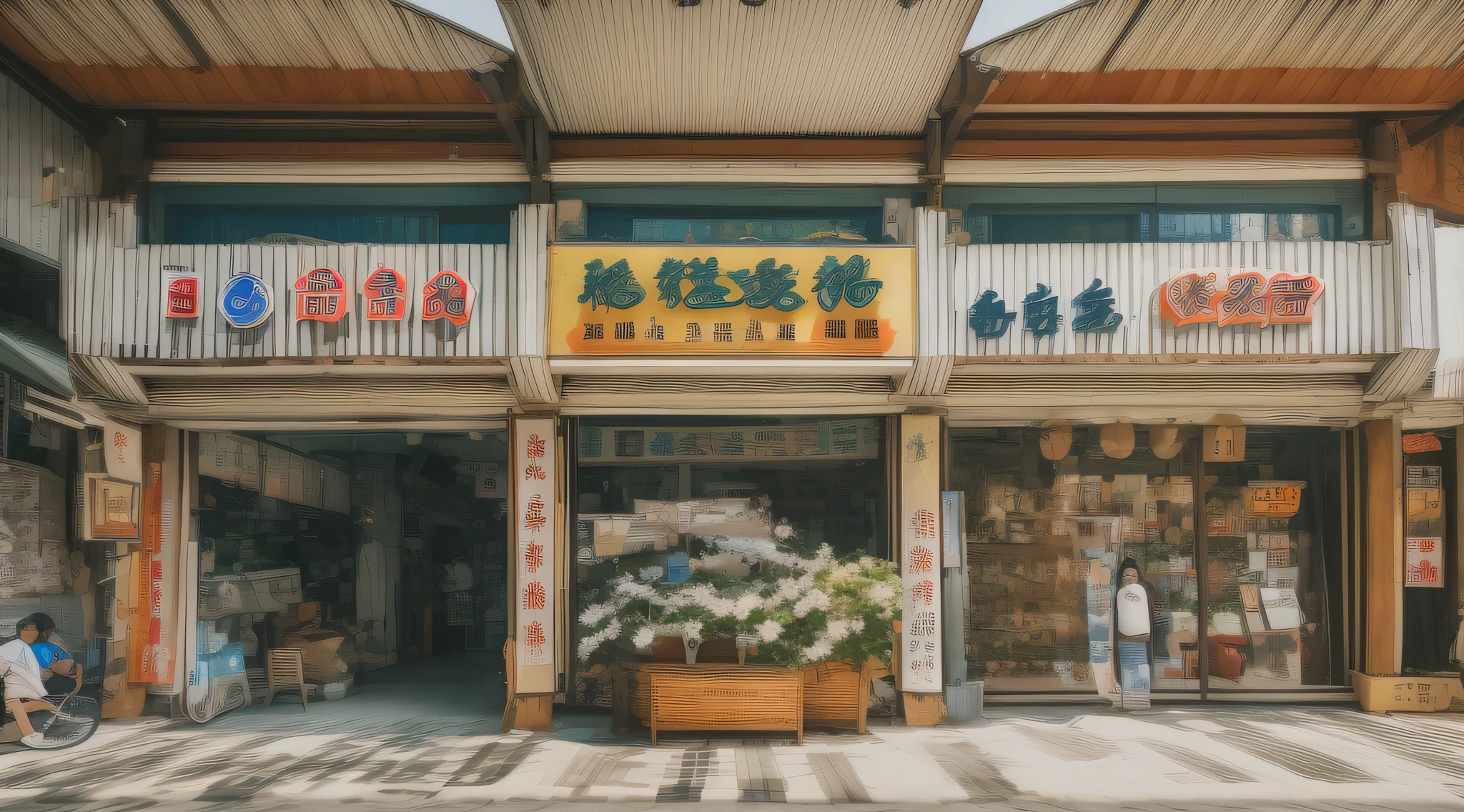 90's，Guangdong，the street，Wide-angle photography，Shops，canteen，城市，NOhumans，streetview，In the daytime，Sunnyday