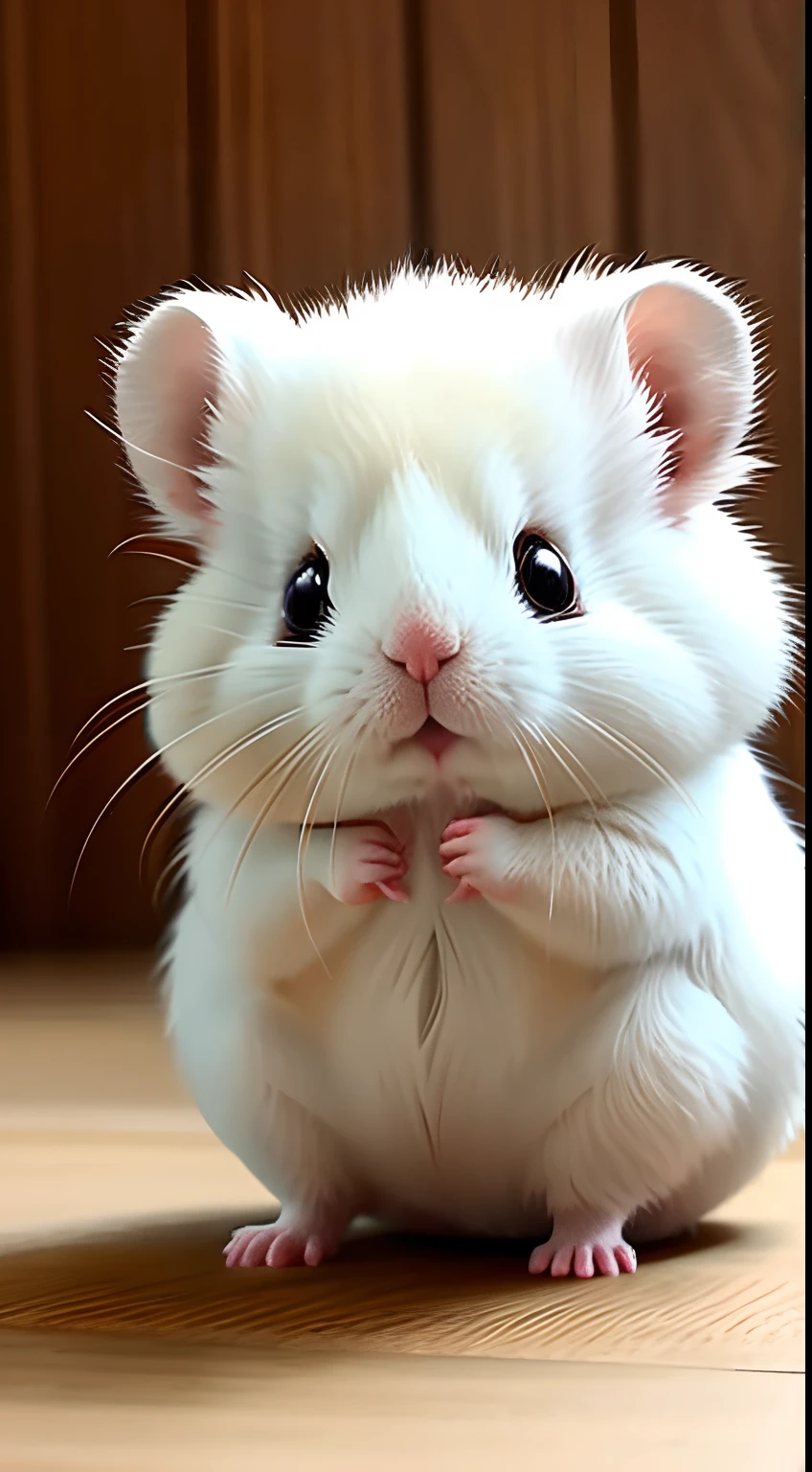 Cute  fluffy white hamster,