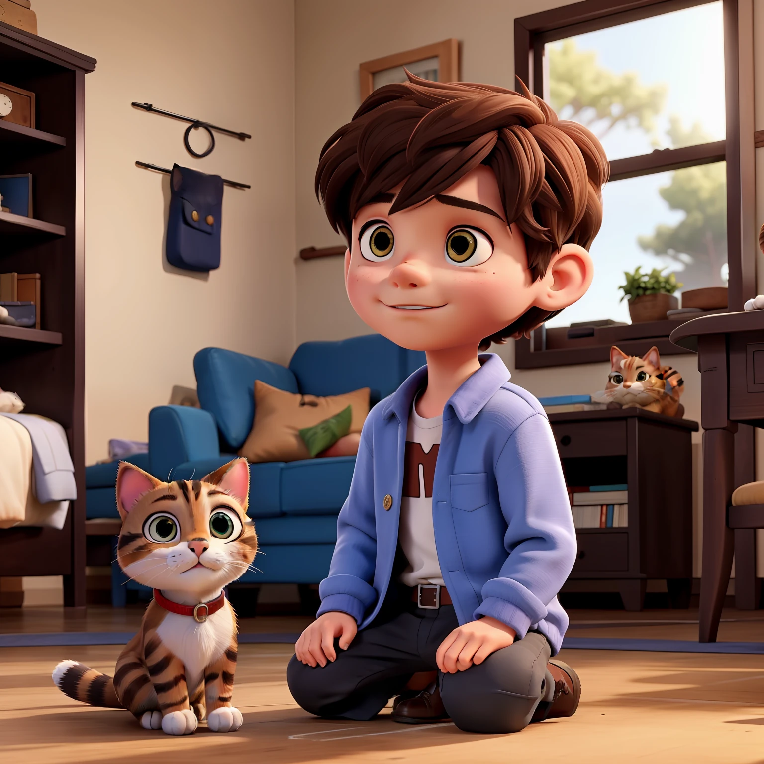 Boy and a cat