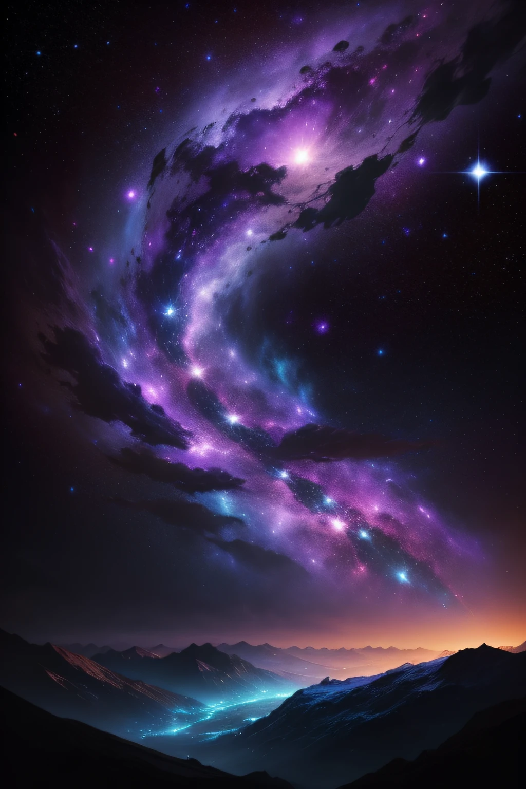 galaxies, nebulous, universe, A dark, scenery, 32:11 Ratio, Purple, Bluish