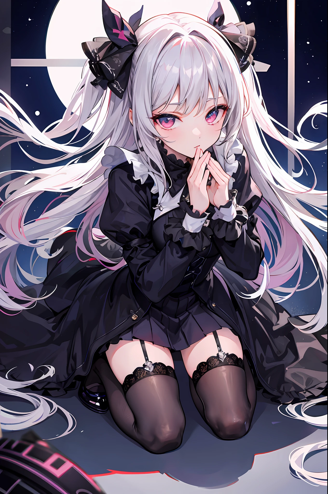 Belarus has long, straight, platinum blonde hair and dark blue eyes
She wears a dark purple dress that reaches her knees, a white hair ribbon her waist is tied with a waist apron (though the ribbon holding it to the dress is black-and-white striped), and black mary jane shoes with black stockings. SPARKLE; GLITTER