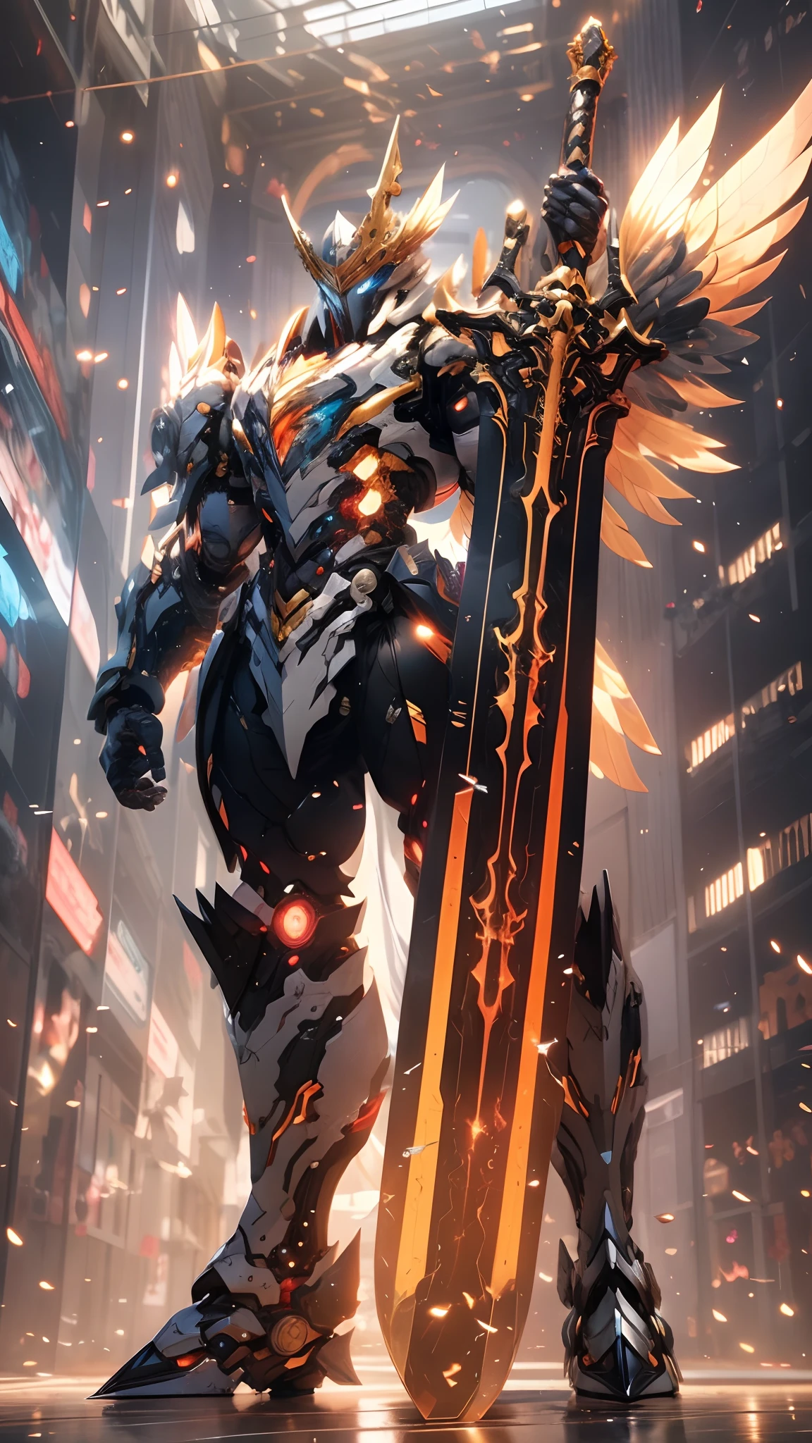 Cyborg angel king, epic, HDR, hyper-detailing, cinematic ligh