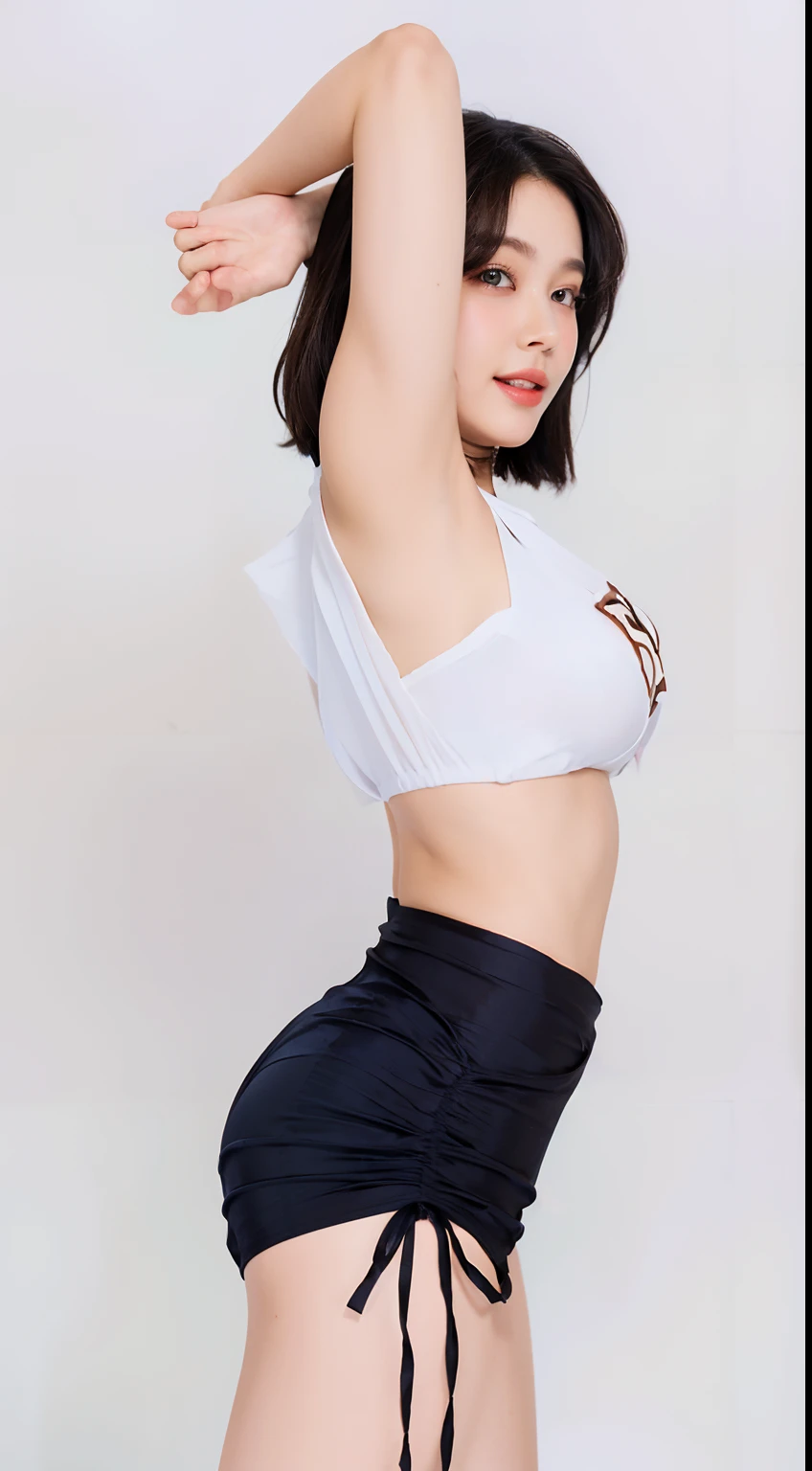 (((Medium hair))), best qualtiy, 8K, hdr, A high resolution, absurderes:1.2, blur backgroun, Background bokeh:1.2, photography of, (RAW photo:1.2), (真实感:1.4), (Masterpiece:1.3), (complexdetails:1.2), 1girll, 独奏, japanaese girl, delicated, Beautiful detailed, (Detailed eyes), (Detailed facial features), Bigboobs, (((Large breasts))), Skin Firm, (Looking_at_peeping at the viewer), From_Front, （being thin），（best qualtiy：1.4），（超A high resolution：1.2），cinematic lighitnglamplight，（Extremely detailed illustration），（Gloss on lips，best qualtiy，超A high resolution，depth of fields，Caustics，Extensive illumination，naturalshadow，85mm， f/1.4, iso 200, 1/160s:0.75),1girll, Solo, (((Silk vest))) Smile, ((silk garment,pleatedskirt,‎Classroom))