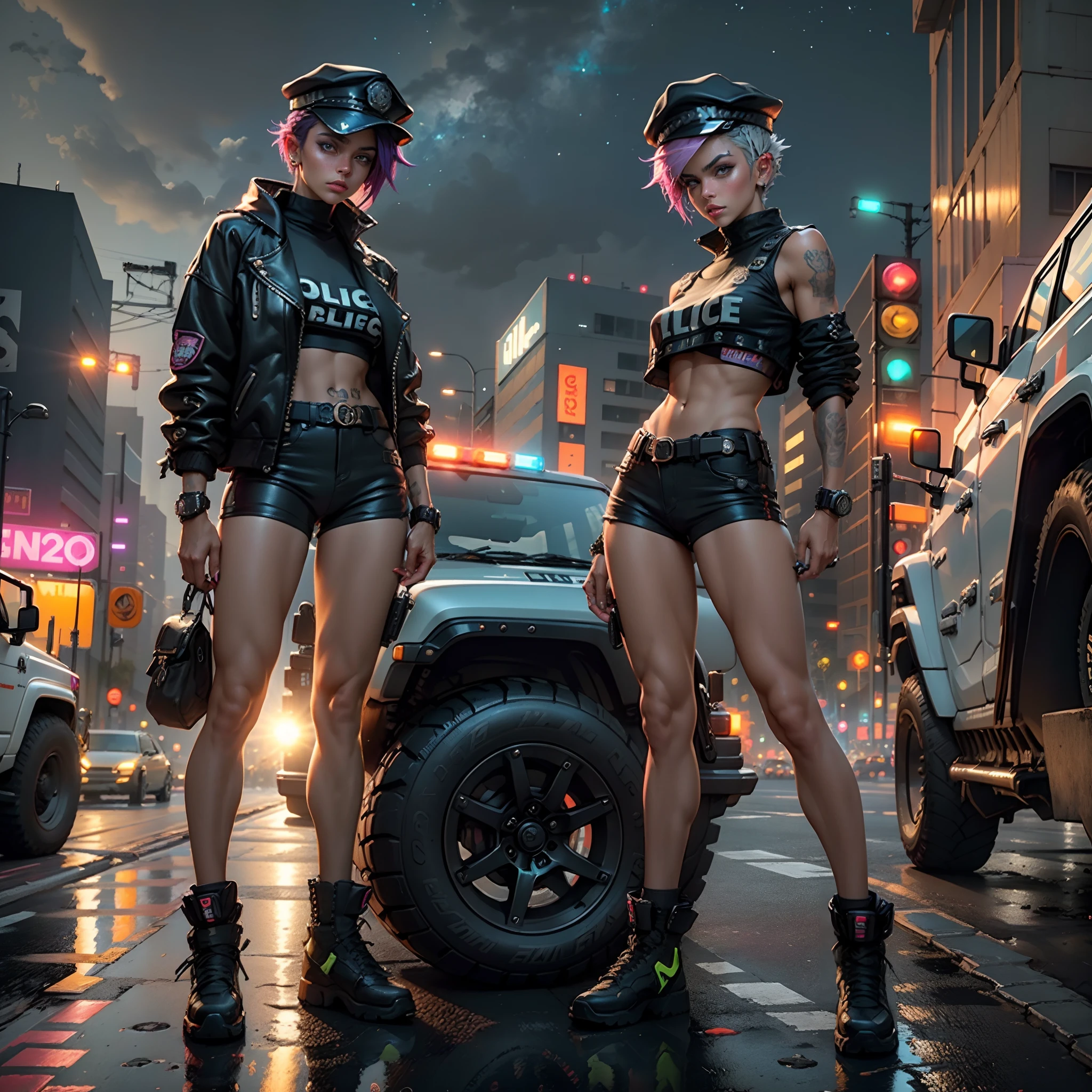 a converted car with a hover drive, wings, lots of lamps and decorations stands in front of a carousel at the burning man festival, without a roof, two levers are used for steering. two ladies in a sexy pose wash the mobile with a damp sponge.