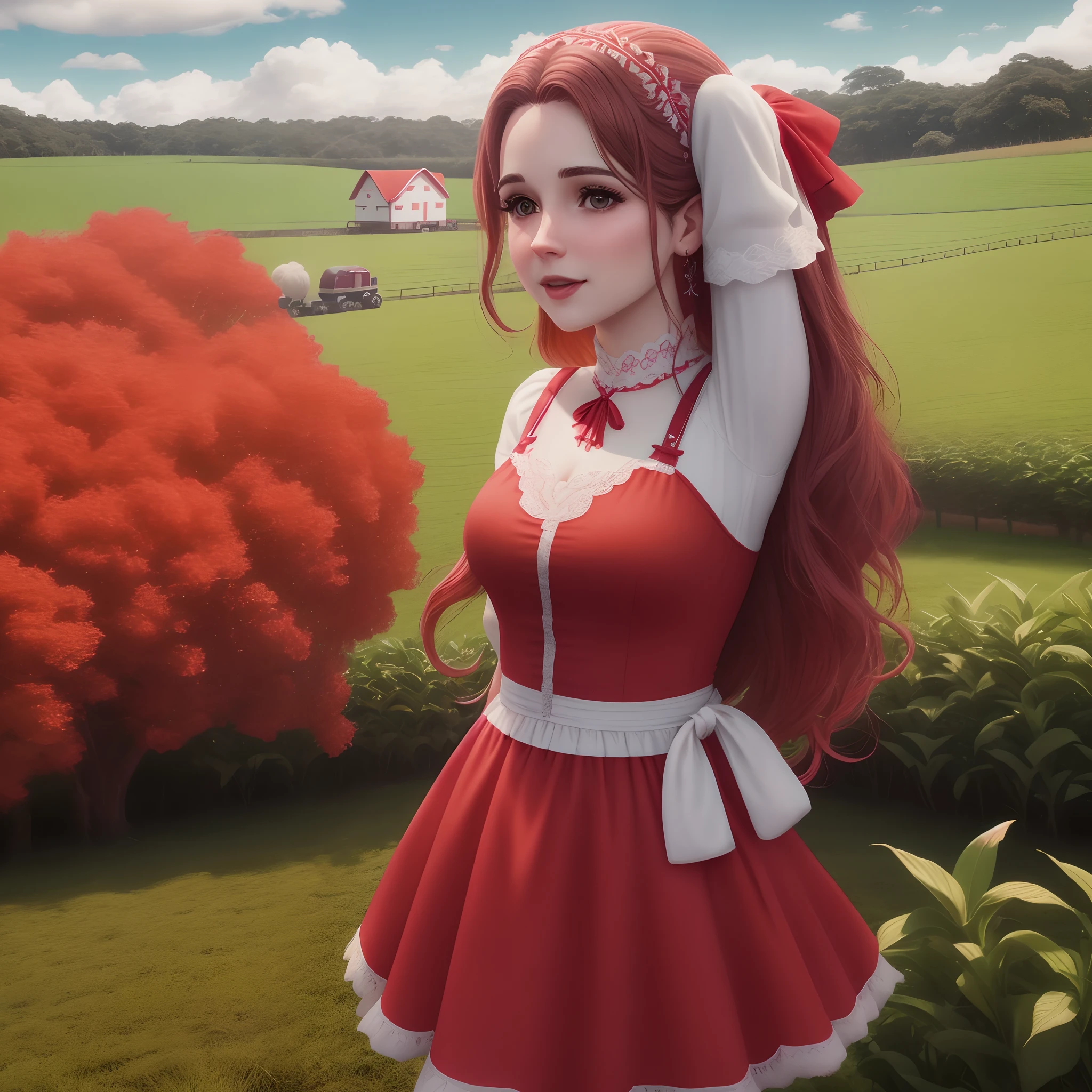 Lua cheia vermelha 4k realista cinematic real foto real farm