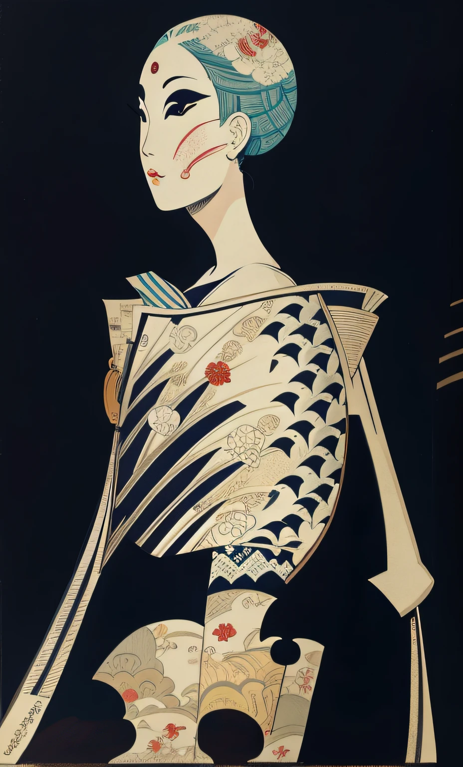 ukiyoe painting、Printmaking style、icons、Sunlight、in woods、Fantastical、Sharaku