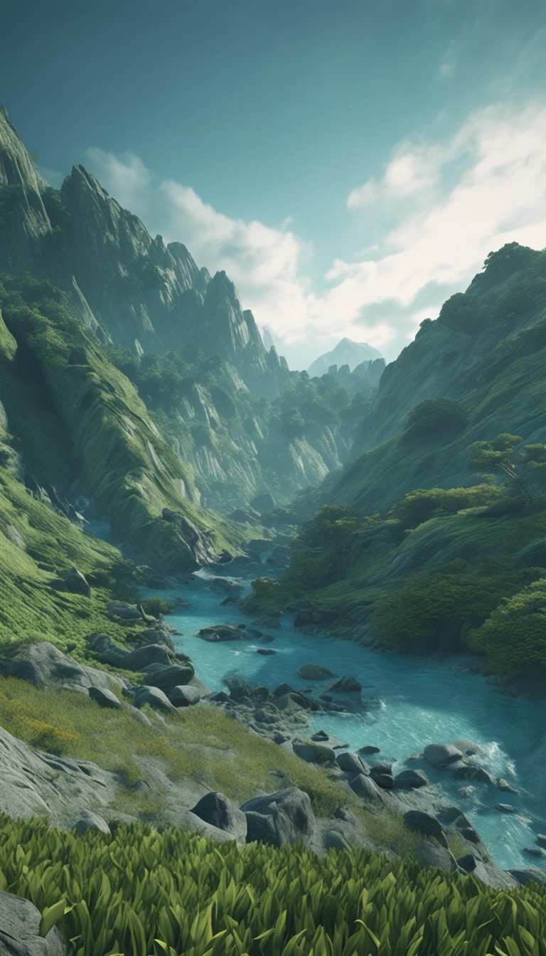 lil_he&yu_Liu's new album with HK，Natural rendering style，organic flowing form，Light blue and light green，caspar davidfriedrich，Yan Juncheng，Flat surface，Blue and white and green
