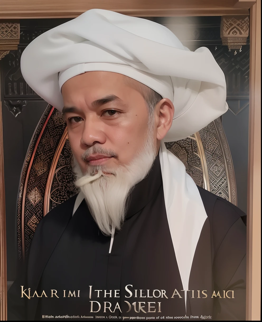 Indonesian cleric figure Sheikh Muhammad al-Banjari wears a white-bearded imam and a black shirt