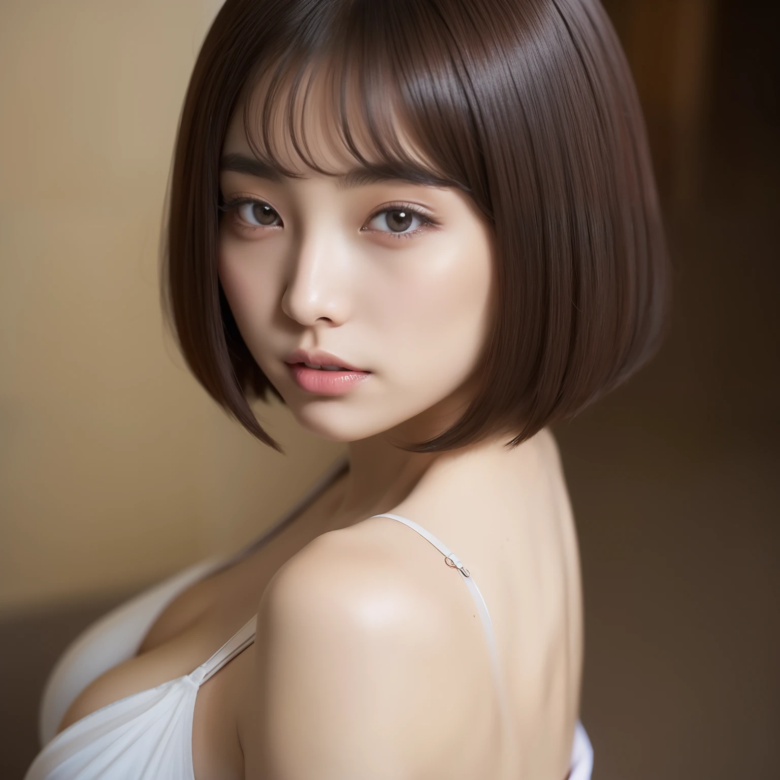 Sexy pretty woman in bob cut