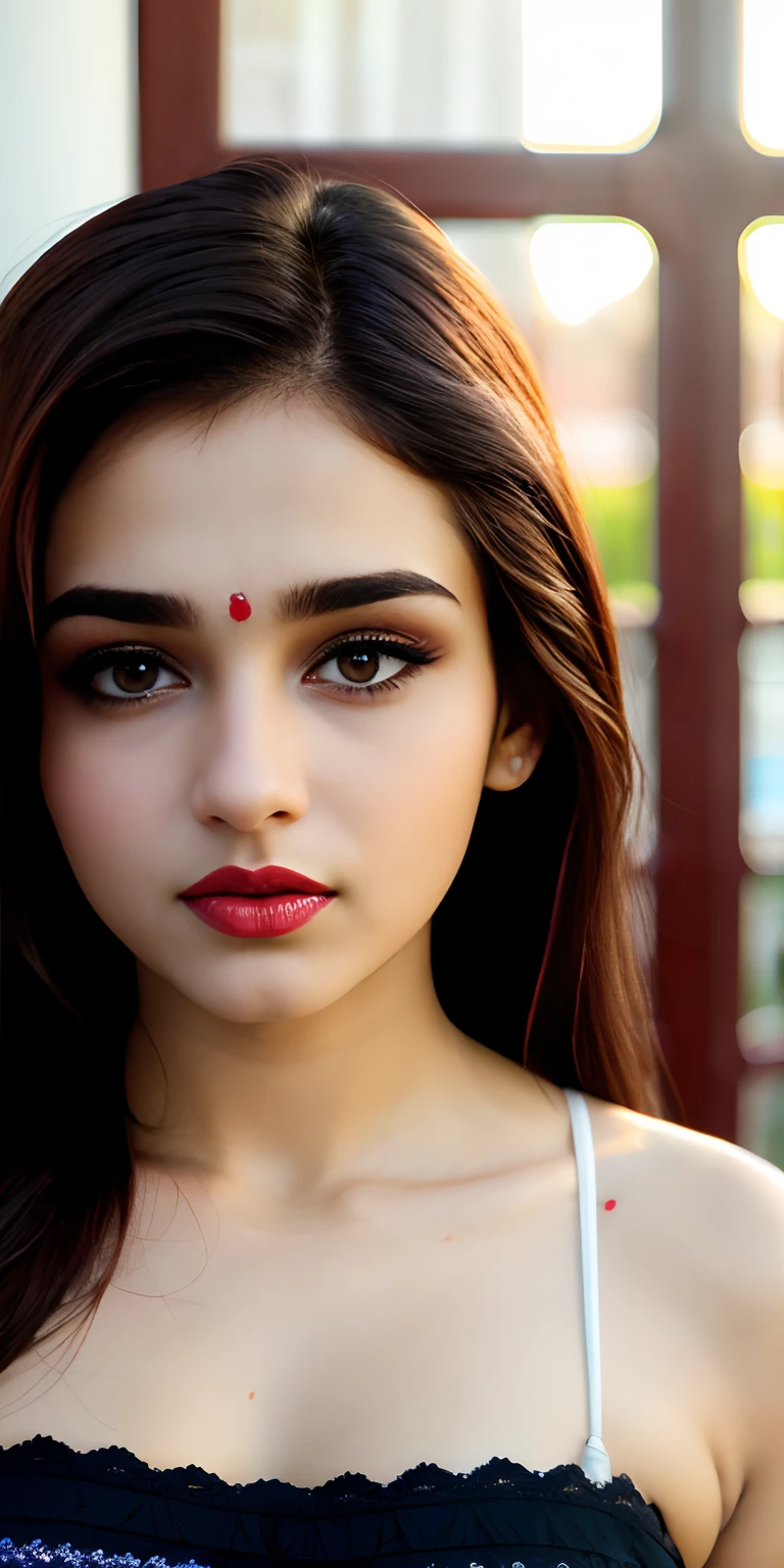 ((beautiful)+(attractive:0.9)+(sensual:1)) white indian 20years women ((nerd:0.9)+(lovely)+(clean skin)) with hazel eyes and red lips. Medium brown hair, ((intense eyes))