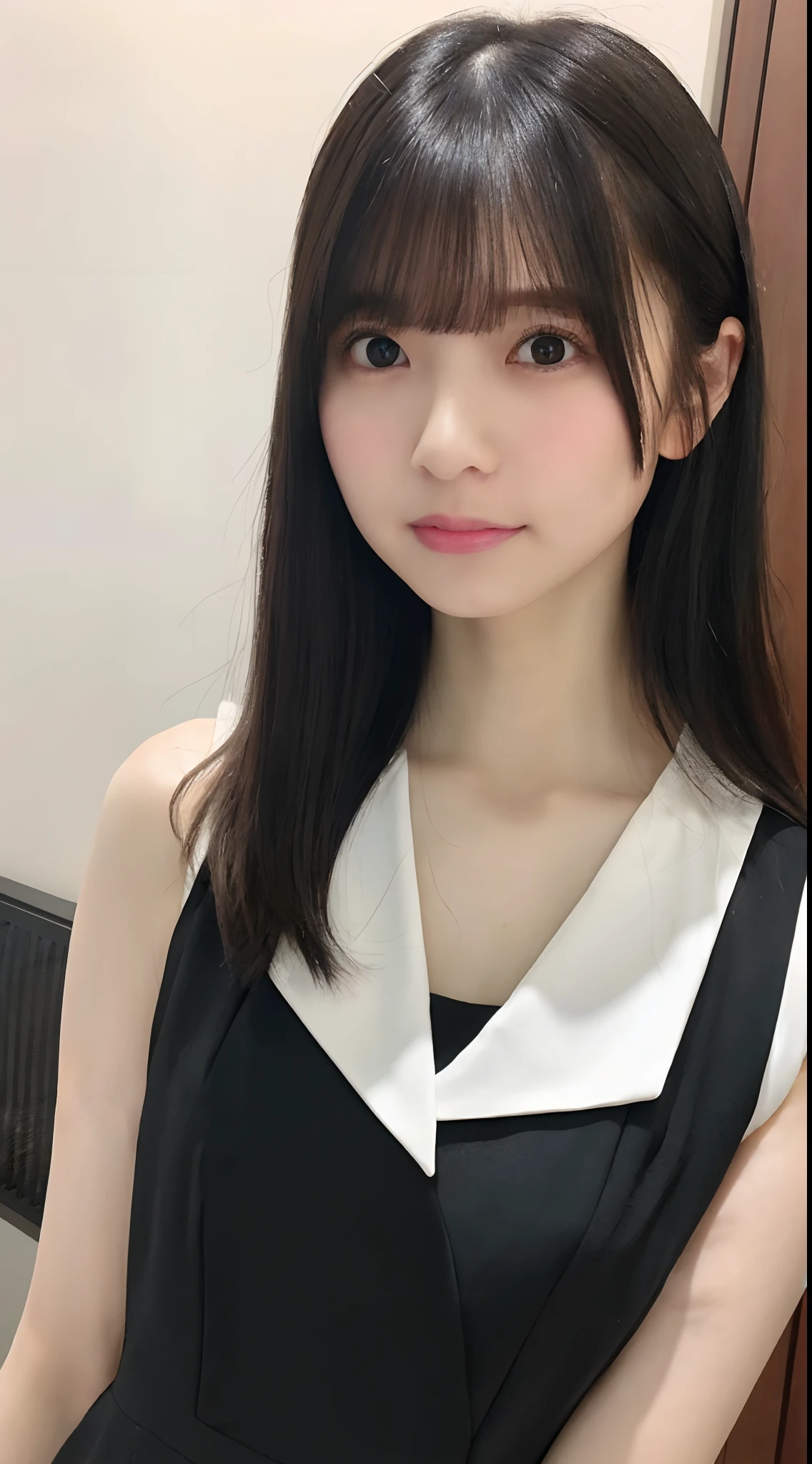 mix4, (8K, Raw photography, Top image quality, masterpiece: 1.45), (realisitic, Photorealsitic: 1.37), one girls, cute little, A city scape, natta, Sateen, Wetty, profetional lighting, photon maping, Radio City, physically-based renderingt, Gradient black hair, white hair, short curly hair, a handsome, girl with, (((Randomly generated plain clothes))), Top Quality Photos, hight resolution, 1080p, (clearface), (Detailed face description), (Detailed hand description), (masterpiece), (Exquisite CG)、extreme light and shadows、dishevled hair、master work、abundant detail、(Fine facial features)、(top quality photo)、(masuter piece)、(A detailed eye)、Look in front of you、Fine clavicle、((Slender big))、((Office Looksuit)))、((Cute clothes))、((Hotel Lounge))、(Shooting from random perspectives)、(((Sleeveless)))、耳Nipple Ring、A big smile、Drawing the whole body from the knees、lean against the wall