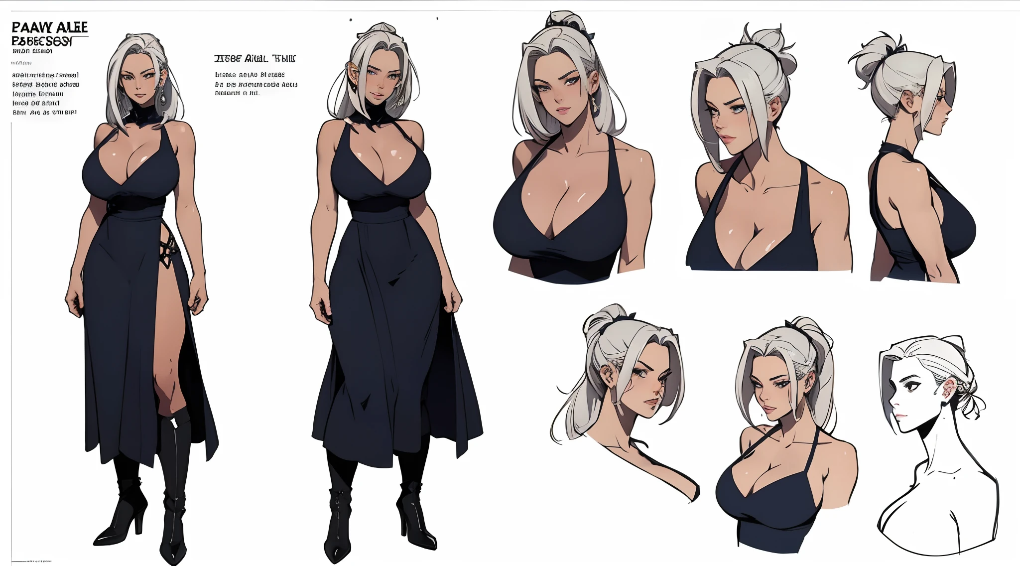 Beautiful girl with white hair，angelicales，Wearing a plain white dress，There is a halo on the top of the head，french braid，Extremely long hair，There is only one wing behind him，adolable，epic exquisite  character art, Amazing characters，Medieval theme，character design sheet，Character emoticon design table，Character costume design sheet，（reference sheet：1.5）,tsunade_senju