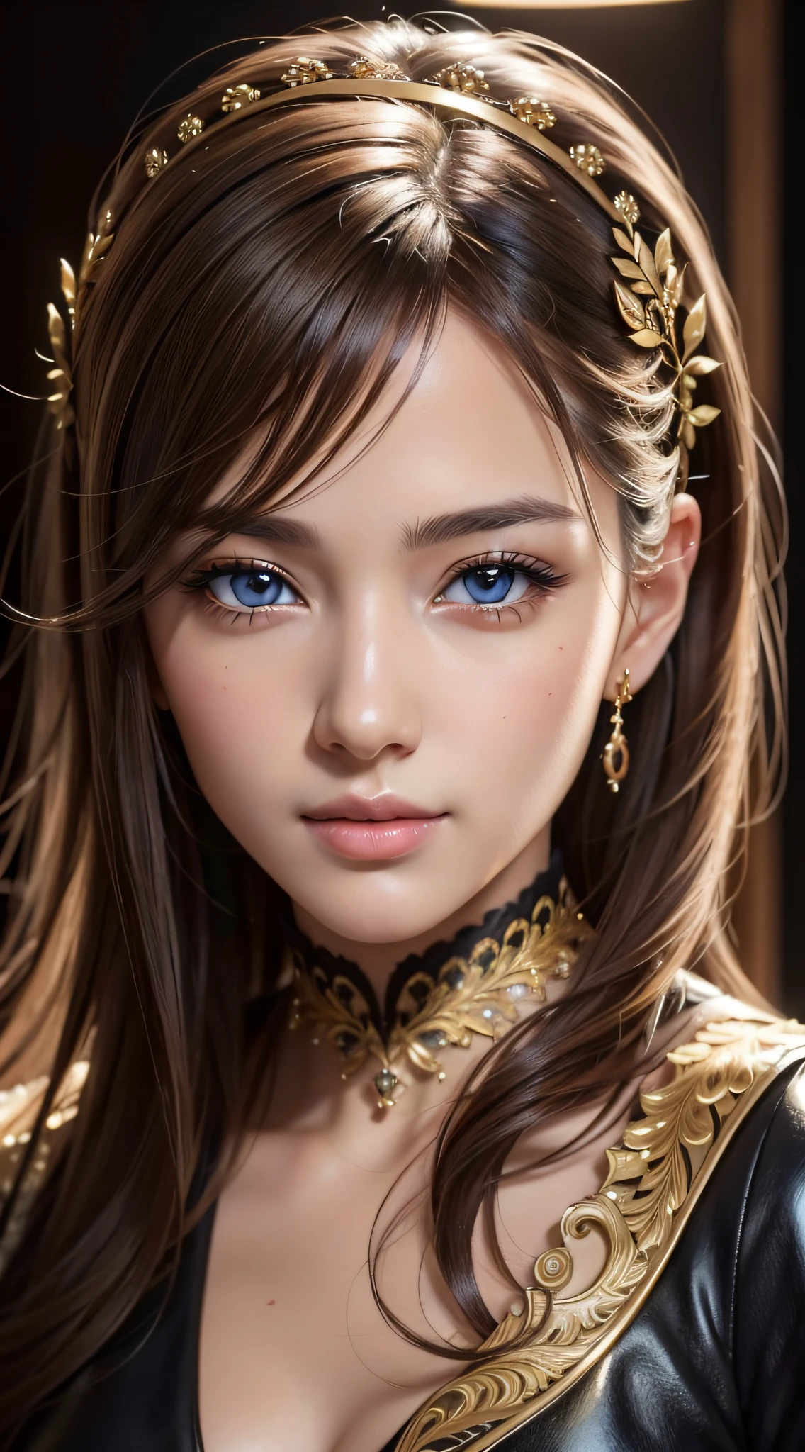 best quality, masterpiece, (realistic:1.2), 1 girl, brown hair, brown eyes, Front, detailed face, beautiful eyes, wear golden black suit, best quality, masterpiece, (realistic:1.2), 1 girl, detailed face, beautiful eyes, [(Transparent background:1.5)::5], (((masterpiece))), (((best quality))),(((extremely detailed))), illustration, 1girl, solo, mysterious, multi-color eyes, detailed eyes, hyper detailed, light smile, highly detailed, beautiful, small details, ultra detailed, best quality, intricate, 4k, 8k, trending on art station, good anatomy, beautiful lighting,