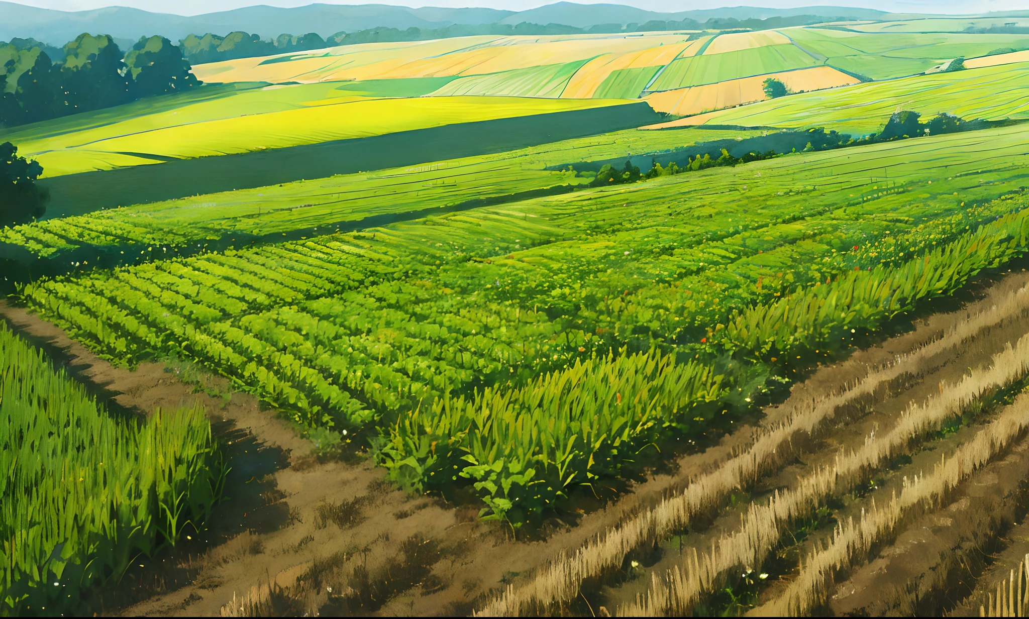 Bryant farms in the fields