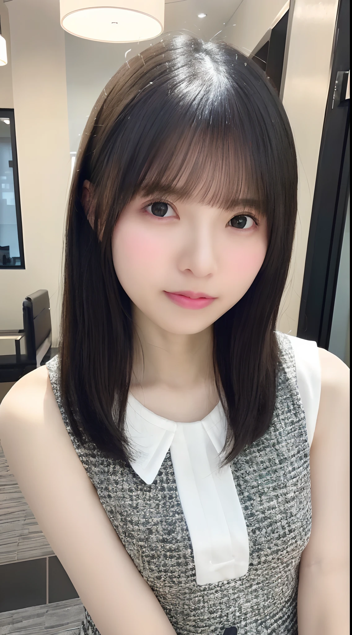 in 8K、top-quality、​masterpiece、ultra-detailliert、超A high resolution、1 girl of 20 years、portlate、Close-up of the face、a short bob、floated hair、Tear bag、二重まぶた、azure eyes、without background