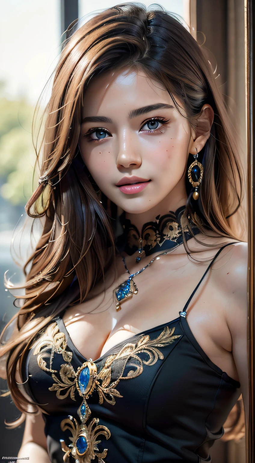 Best quality, Masterpiece, (Realistic:1.2), 1 girl, Brown hair, Brown eyes, Front, Detailed face, Beautiful eyes, Wear a golden-black suit, Best quality, Masterpiece, (Realistic:1.2), 1 girl, Detailed face, Beautiful eyes, [(Transparent background:1.5)::5], (((Masterpiece))), (((Best quality))),(((Extremely detailed))), illustration, 1girll, Solo, mysterious, multi colored eyes, Detailed eyes, ultra - detailed, Light smile, Highly detailed, Beautiful, small detailed, Ultra detailed, Best quality, Intricate, 4K, 8K, trending on art station, Good anatomy, Beautiful lighting,