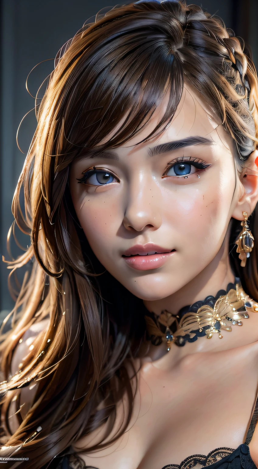Best quality, Masterpiece, (Realistic:1.2), 1 girl, Brown hair, Brown eyes, Front, Detailed face, Beautiful eyes, Wear a golden-black suit, Best quality, Masterpiece, (Realistic:1.2), 1 girl, Detailed face, Beautiful eyes, [(Transparent background:1.5)::5], (((Masterpiece))), (((Best quality))),(((Extremely detailed))), illustration, 1girll, Solo, mysterious, multi colored eyes, Detailed eyes, ultra - detailed, Light smile, Highly detailed, Beautiful, small detailed, Ultra detailed, Best quality, Intricate, 4K, 8K, trending on art station, Good anatomy, Beautiful lighting,