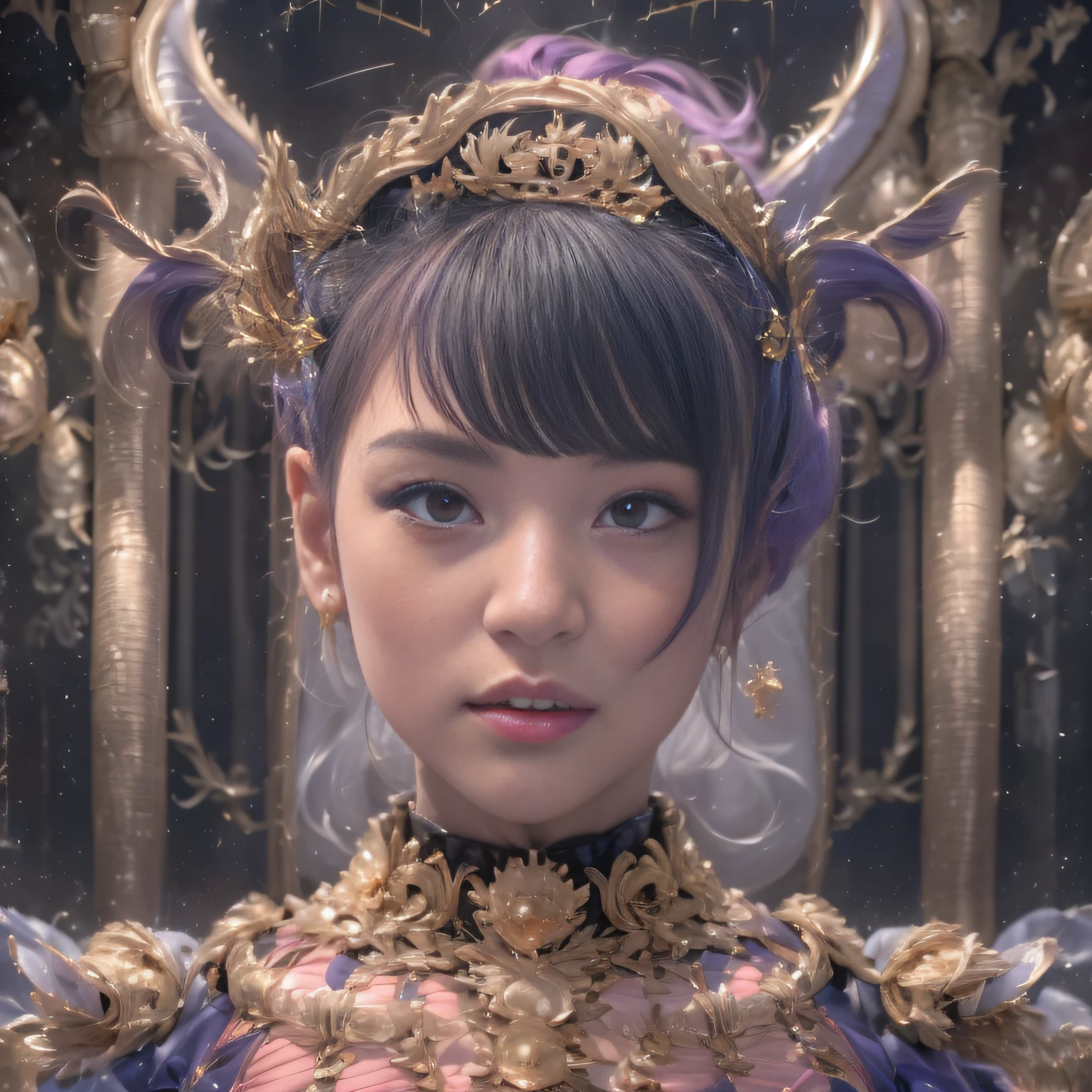 32K(tmasterpiece,k hd,hyper HD,32K)Short bright purple-pink hair,Gold jewelry area in the back room,King Girl ,Silver Dragon Protector (realisticlying:1.4),Python pattern robe,Bright purple-pink tiara,Daisies fluttering,The background is pure,Hold your head high,Be proud,The nostrils look at people, A high resolution, the detail, RAW photogr, Sharp Re, Nikon D850 Film Stock Photo by Jefferies Lee 4 Kodak Portra 400 Camera F1.6 shots, Rich colors, ultra-realistic vivid textures, Dramatic lighting, Unreal Engine Art Station Trend, cinestir 800,Hold your head high,Be proud,The nostrils look at people,Short bright purple-pink hair,Short bright purple-pink hair,Short bright purple-pink hair,Short bright purple-pink hair,32k masterpiece,cinmatic lighting,