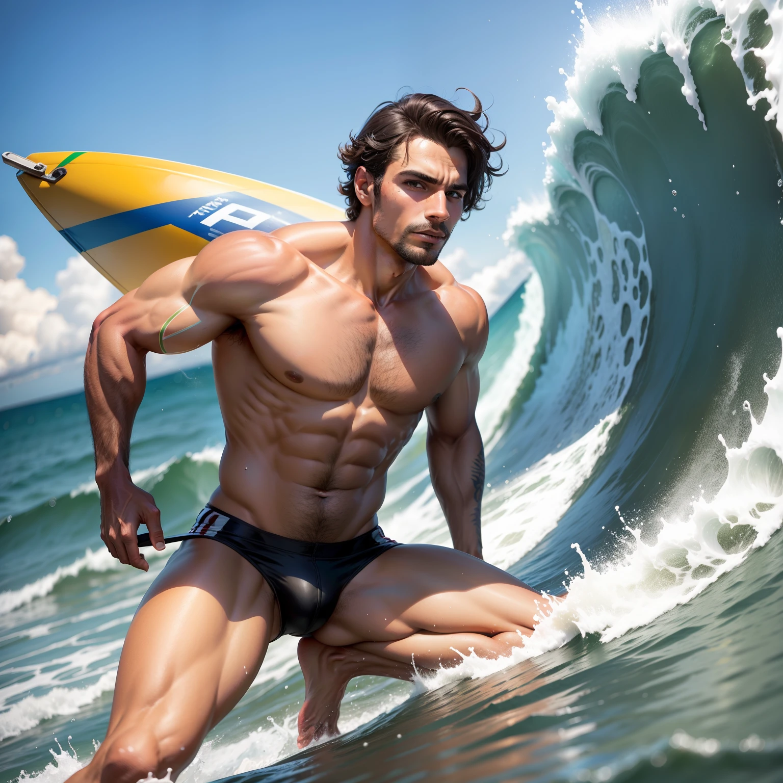 Homem surfando onda perfeita no Brasil