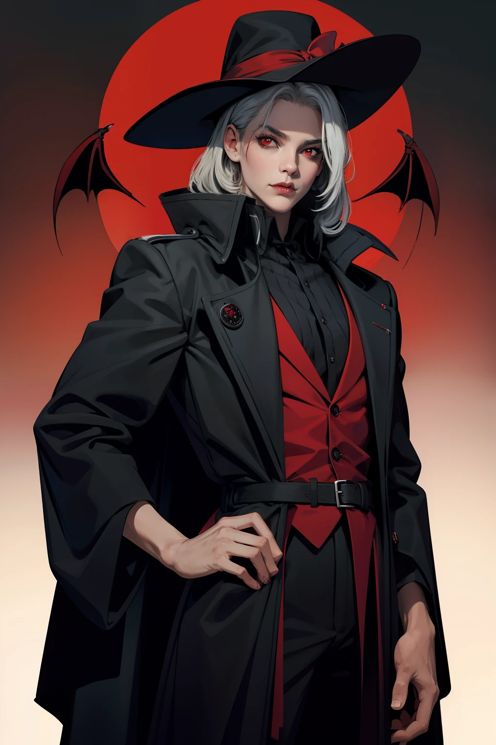 Red-eyed black-coat vampire