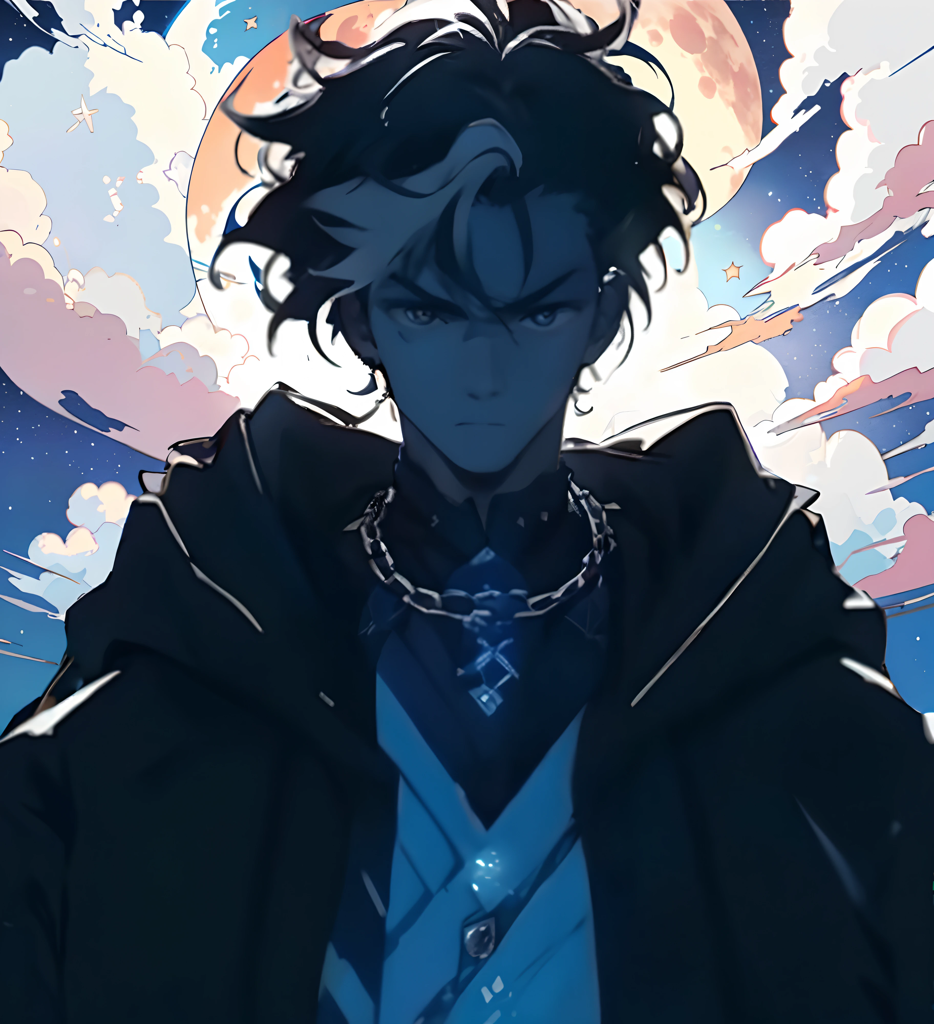 Change to cool nights，The moon is bright，There are stars and clouds